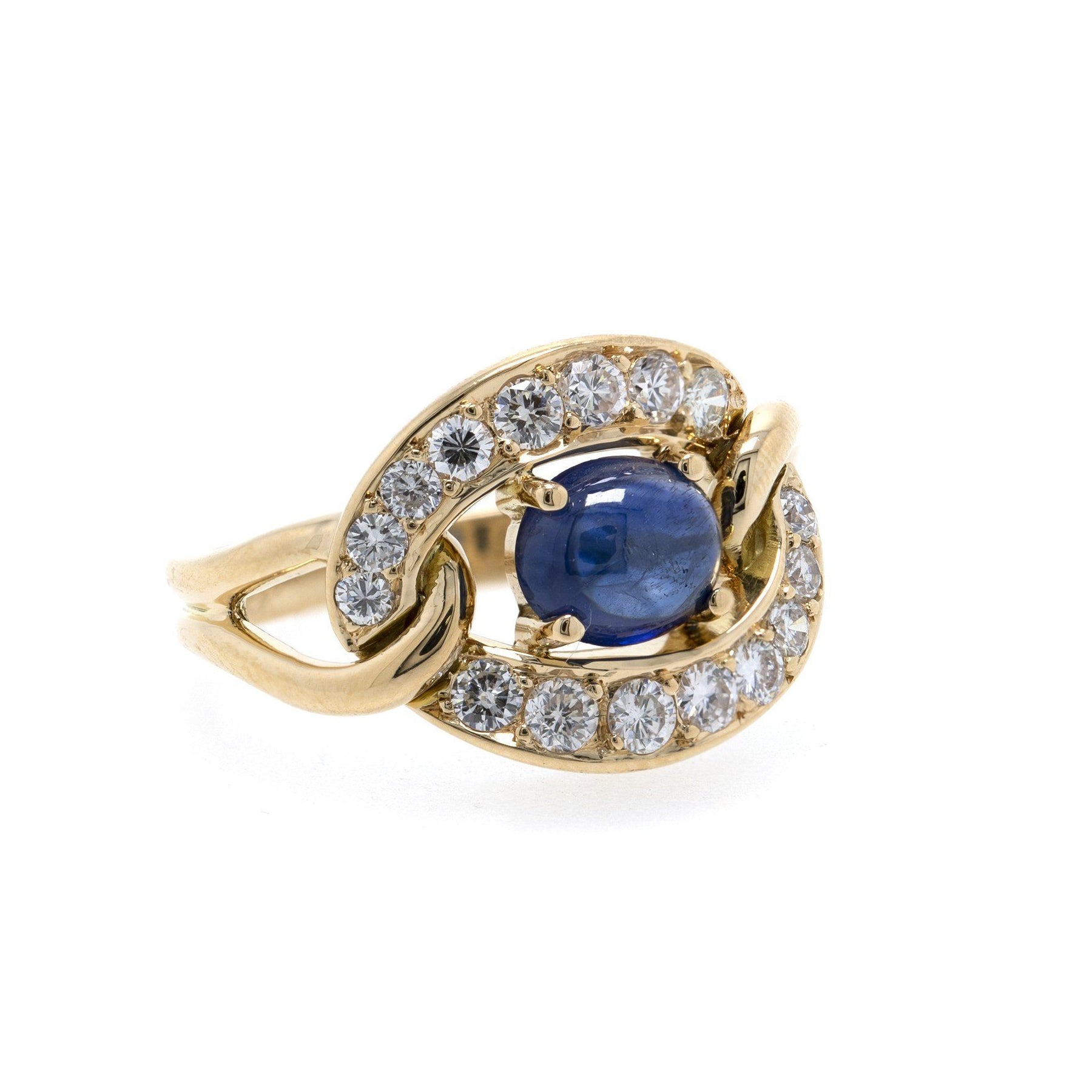 Cartier Vintage Cabochon Sapphire & Diamond Ring