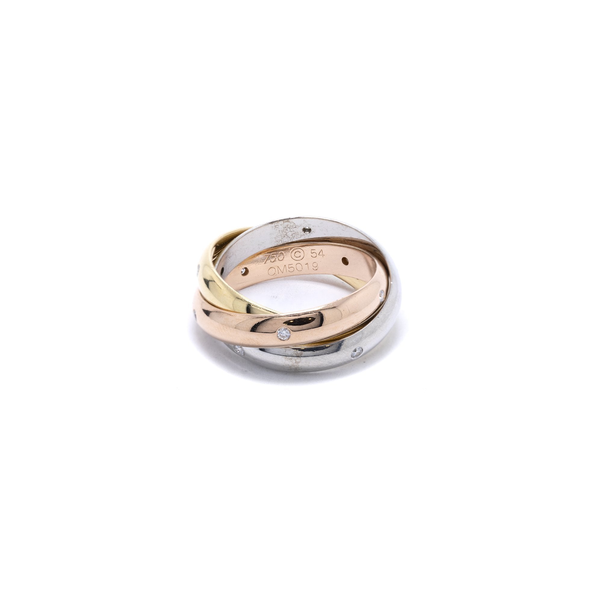 Cartier Vintage Diamond Trinity Rolling Ring w/ Box & Certificate
