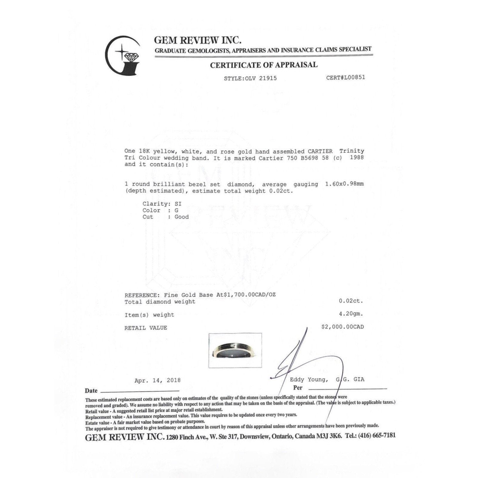 Cartier Vintage Trinity Tri Colour Wedding Band Ring