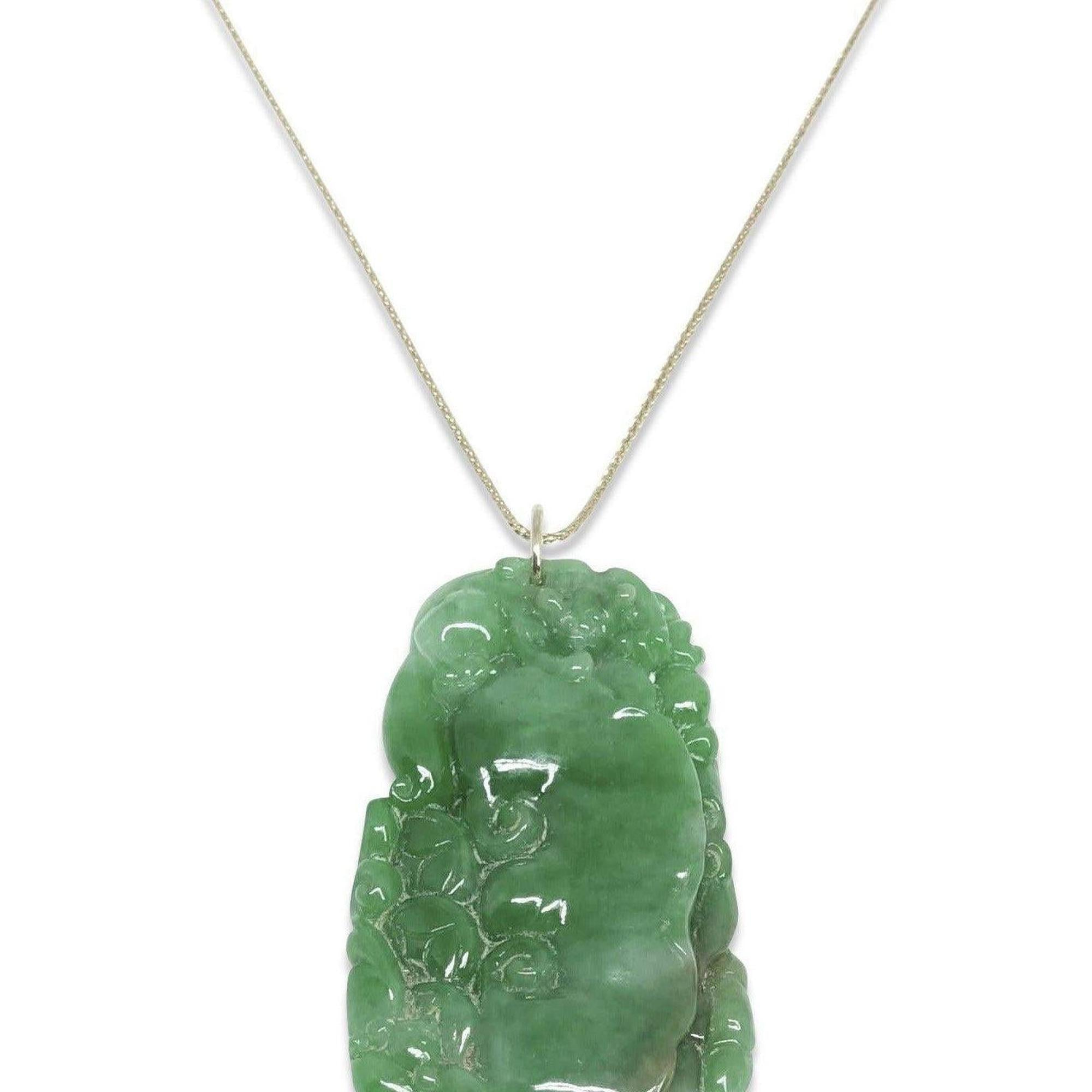 Carved Cut Jade Pendant Necklace