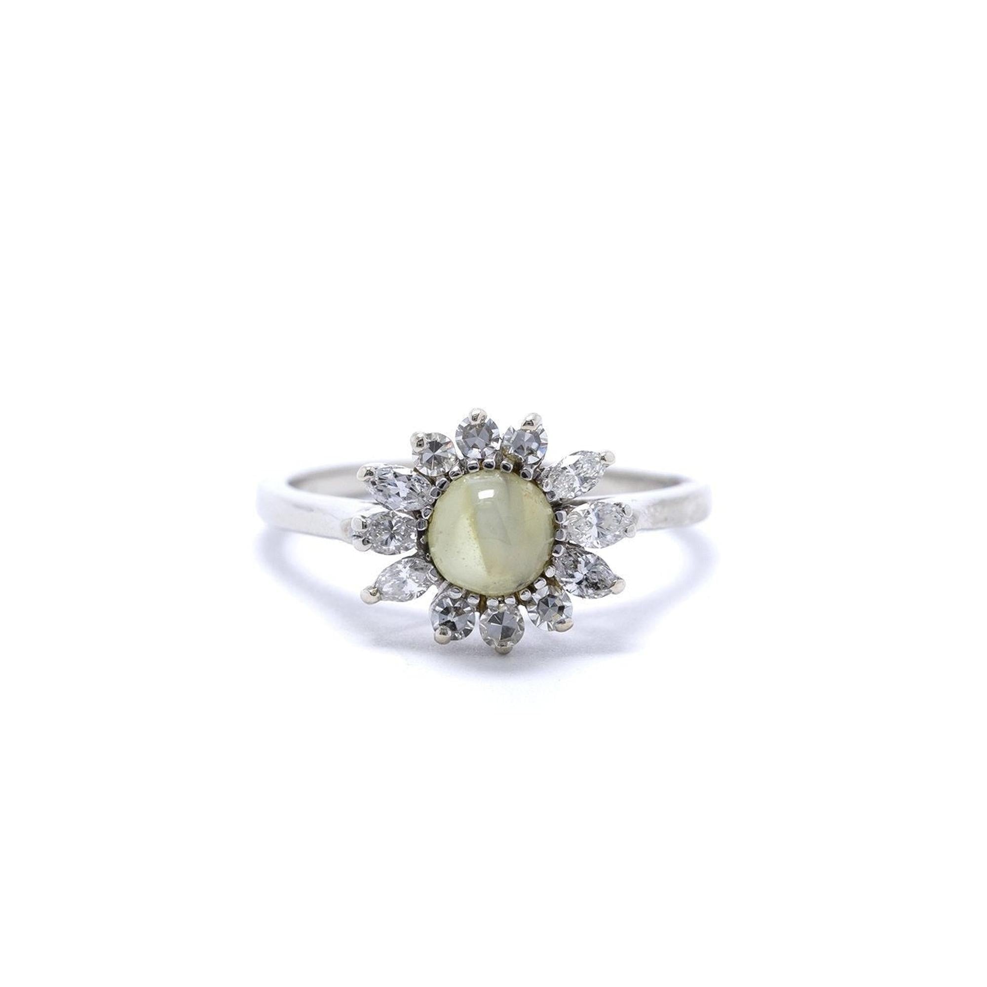 Cat's Eye & Diamond Cocktail Ring