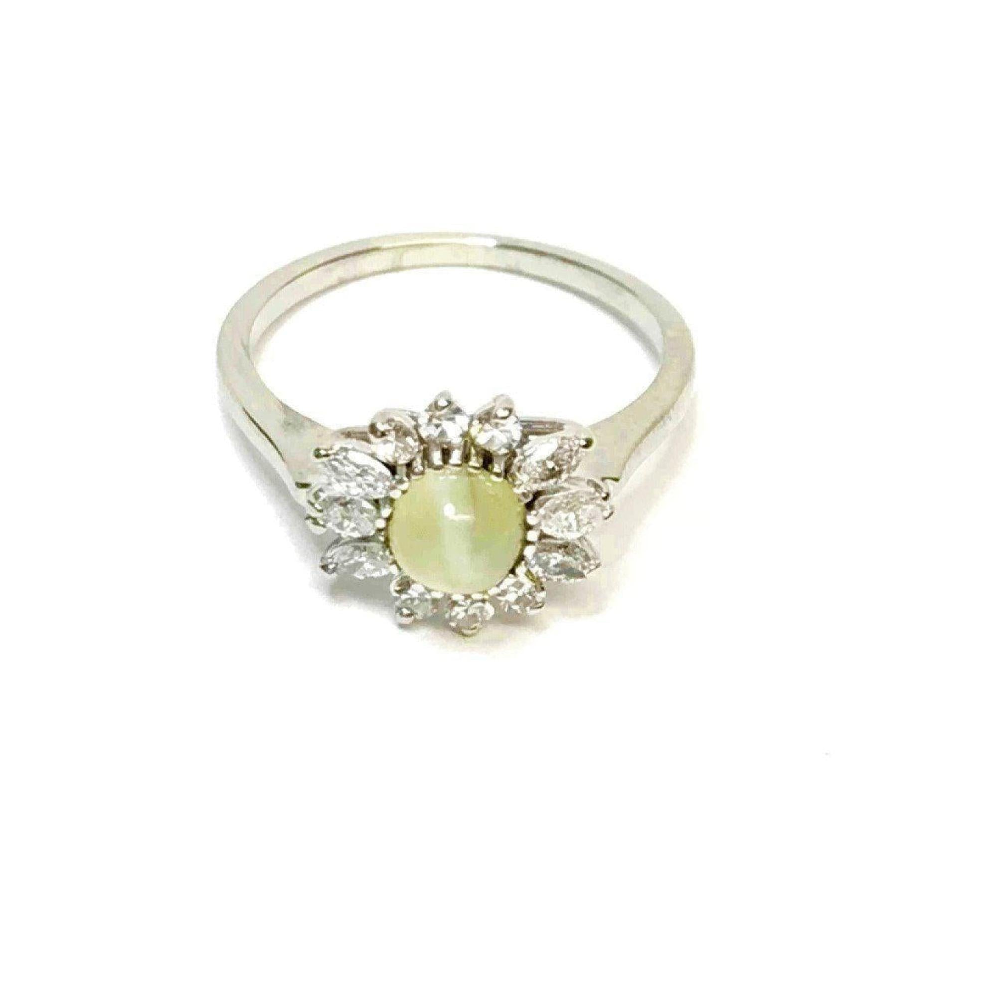 Cat's Eye and Diamond Cocktail Ring