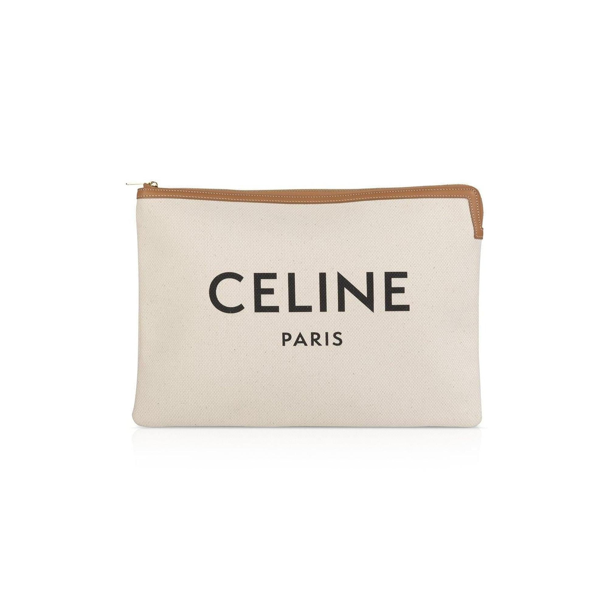 Celine 2019 Large Logo Printed Canvas Pouch Clutch