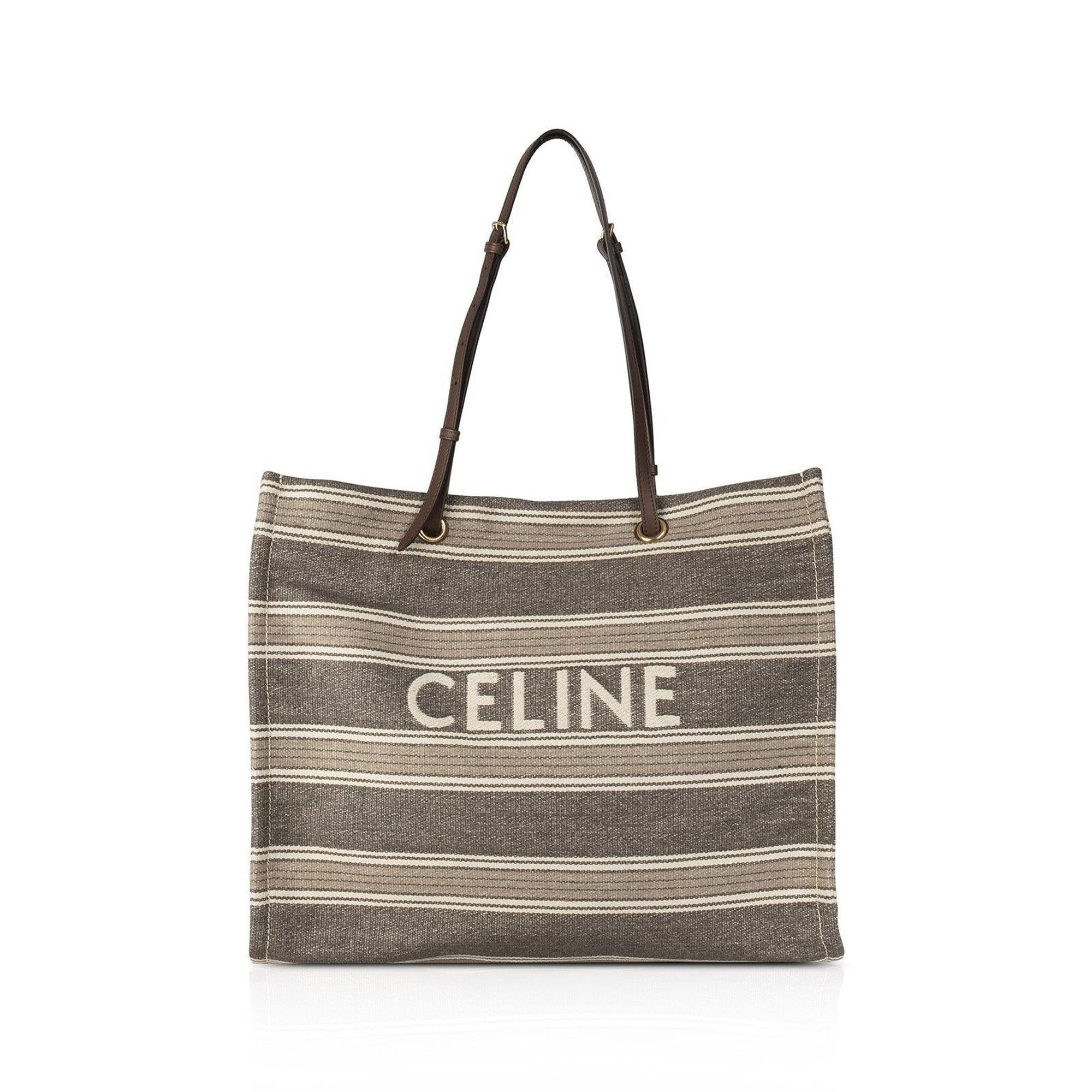 Celine 2019 Striped Jacquard Cabas Tote