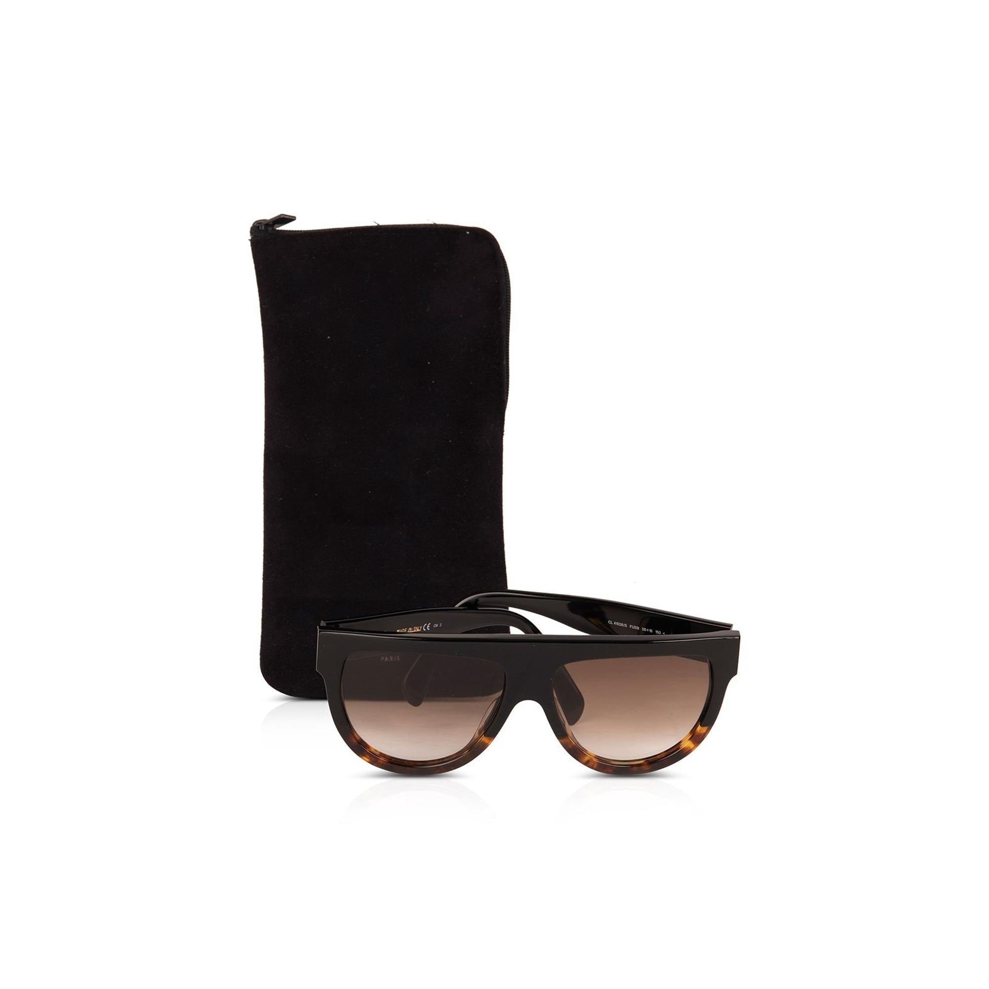 Celine Black & Havana Shield Sunglasses w/ Case