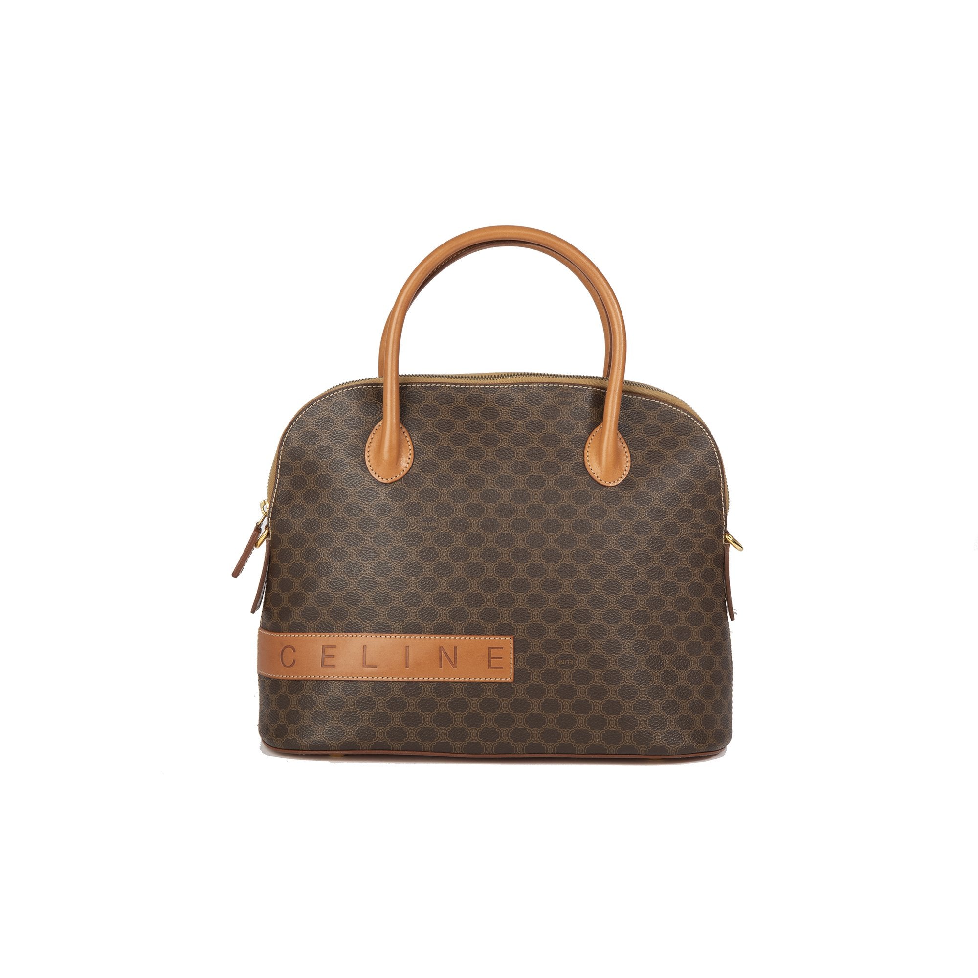Celine Vintage Macadam Triomphe Dome Bag w/ Strap