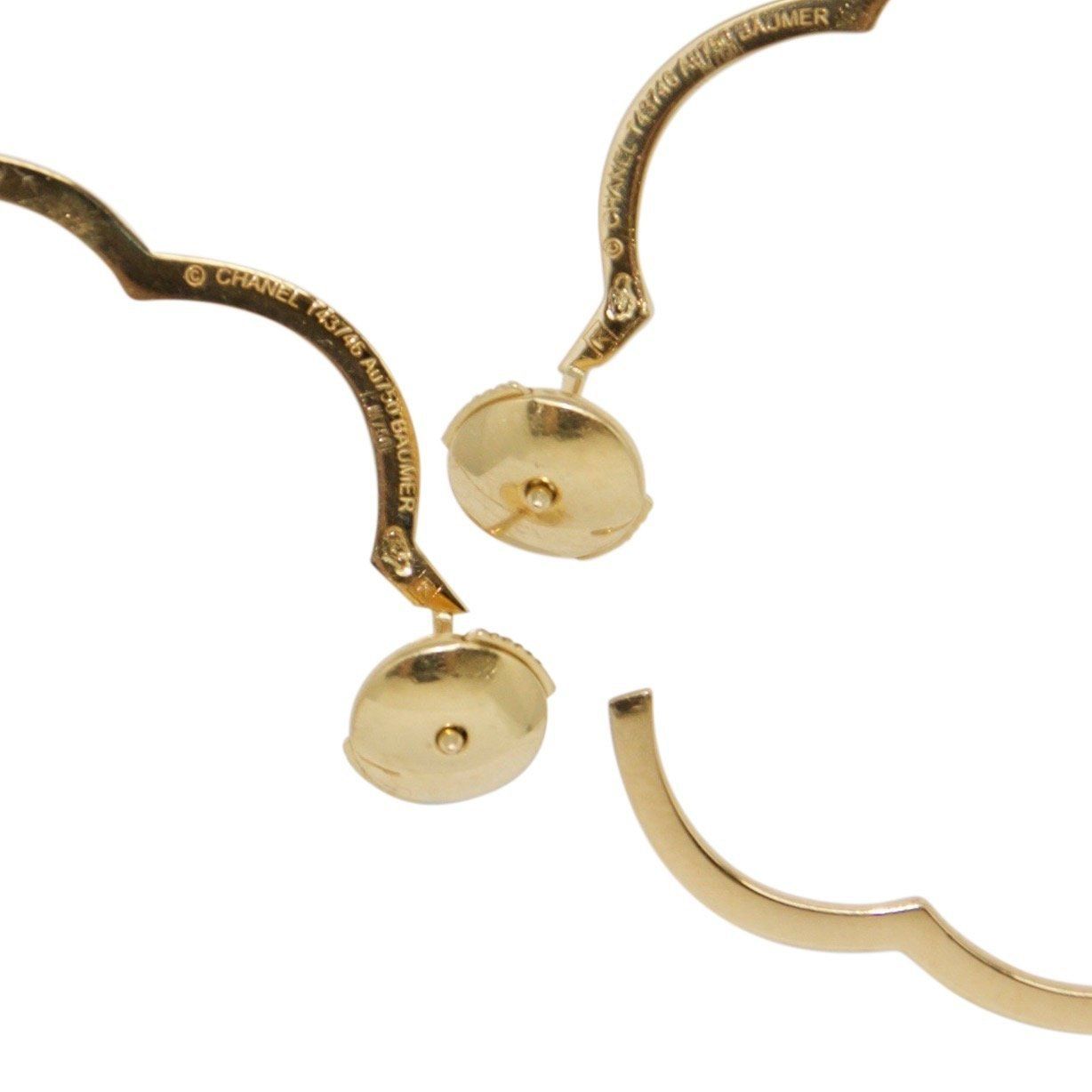 Chanel 18k Profil De Camelia Hoop Earrings