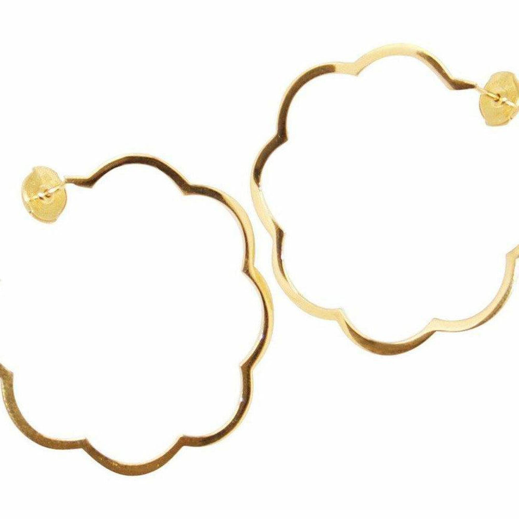 Chanel 18k Profil De Camelia Hoop Earrings