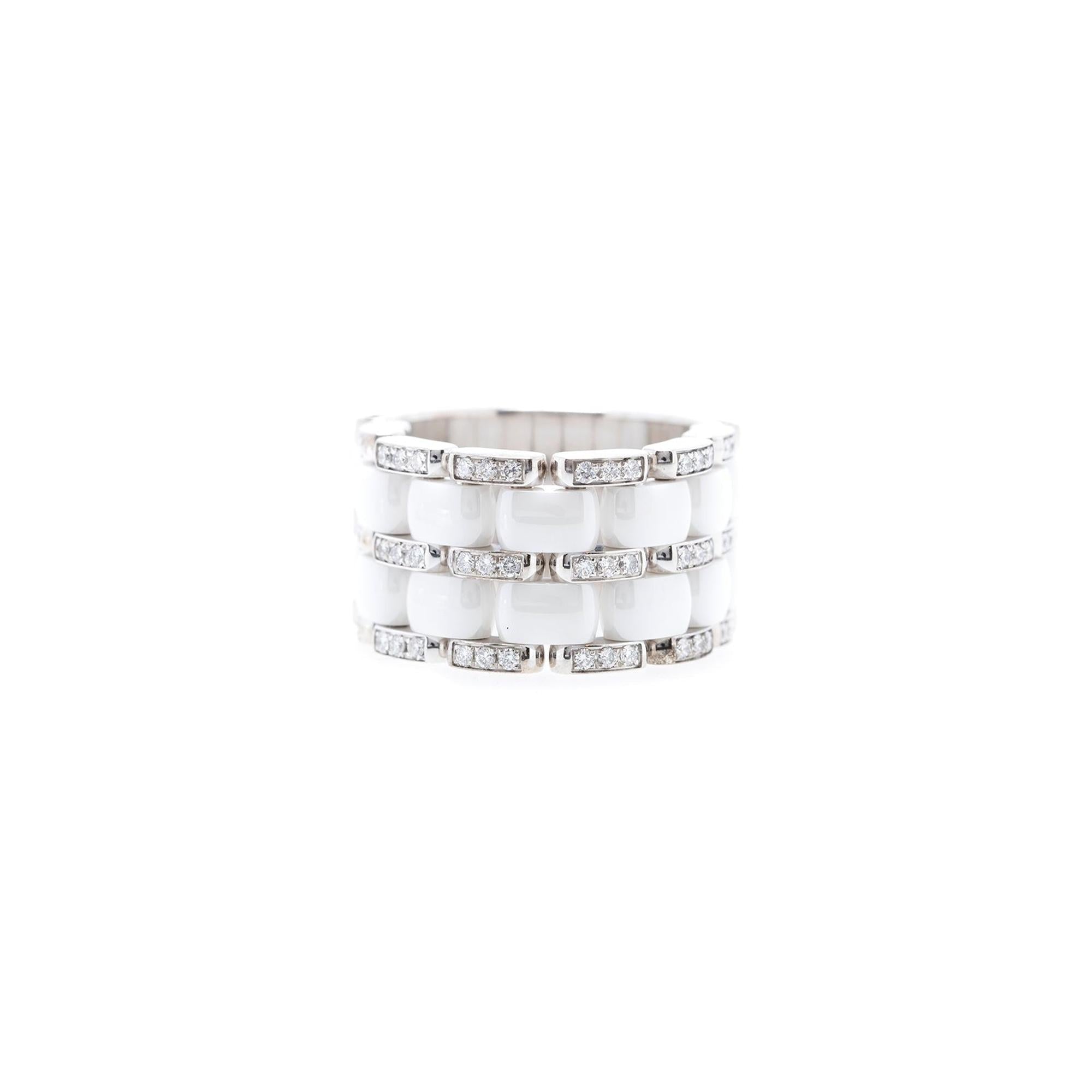 Chanel 18k White Gold Diamond & Ceramic Ultra Ring