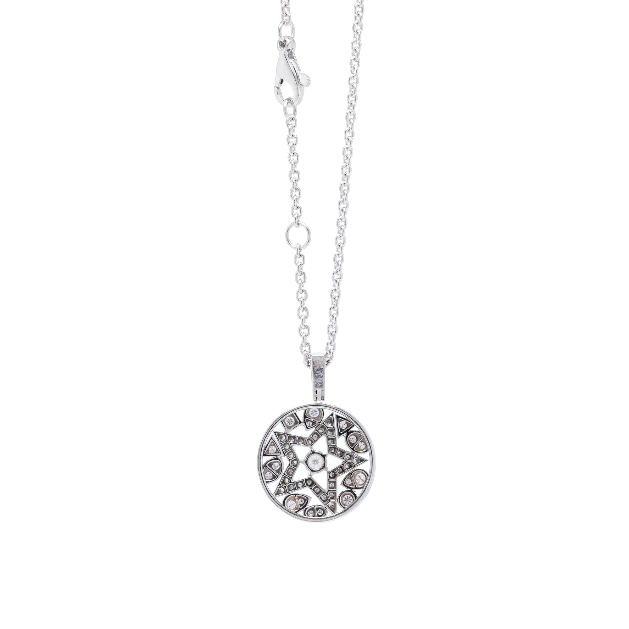 Chanel 18k White Gold Diamond Star Pendant Necklace