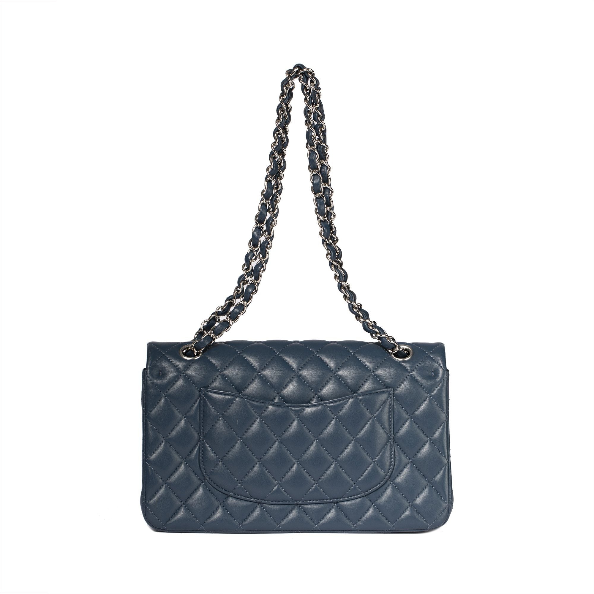 Chanel 2018 Navy Lambskin Medium Classic Double Flap Bag
