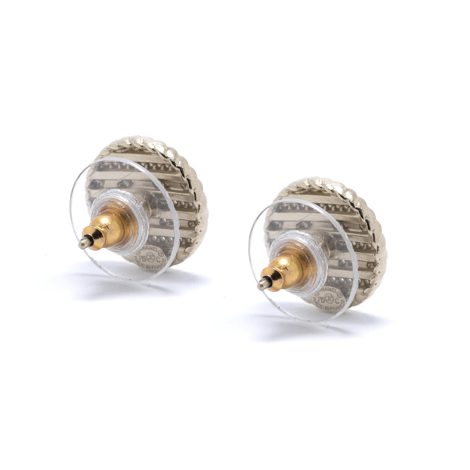 Chanel 2019 CC Enamel Round Stud Earrings