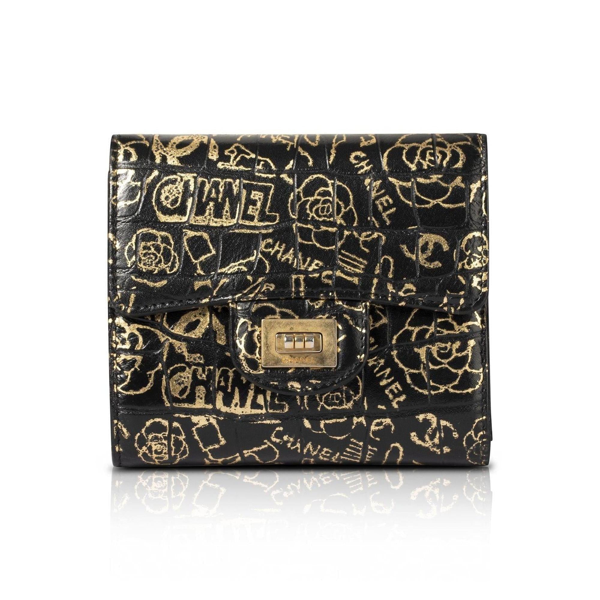 Chanel 2019 Crocodile Embossed Grafitti Reissue Wallet