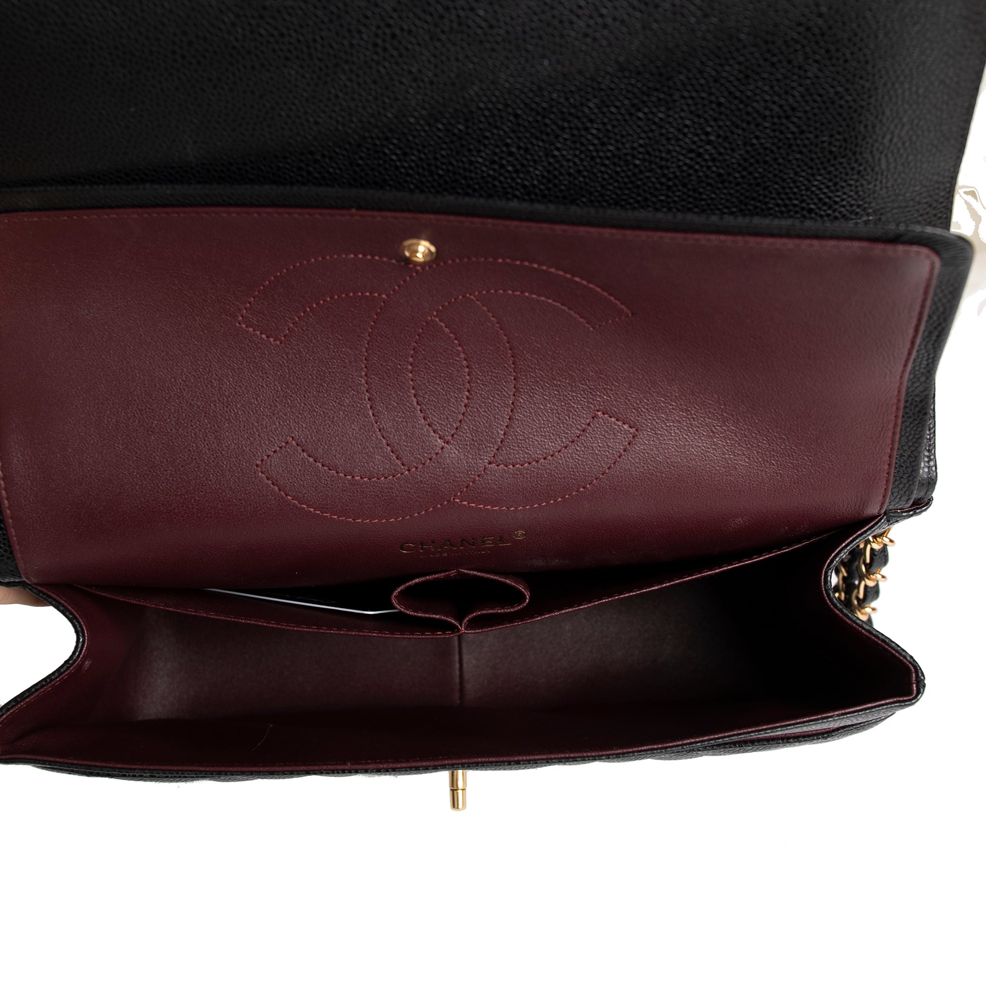 Chanel 2020 Black Caviar Classic Jumbo Double Flap Bag w/ Box, Receipt & Authenticity Card