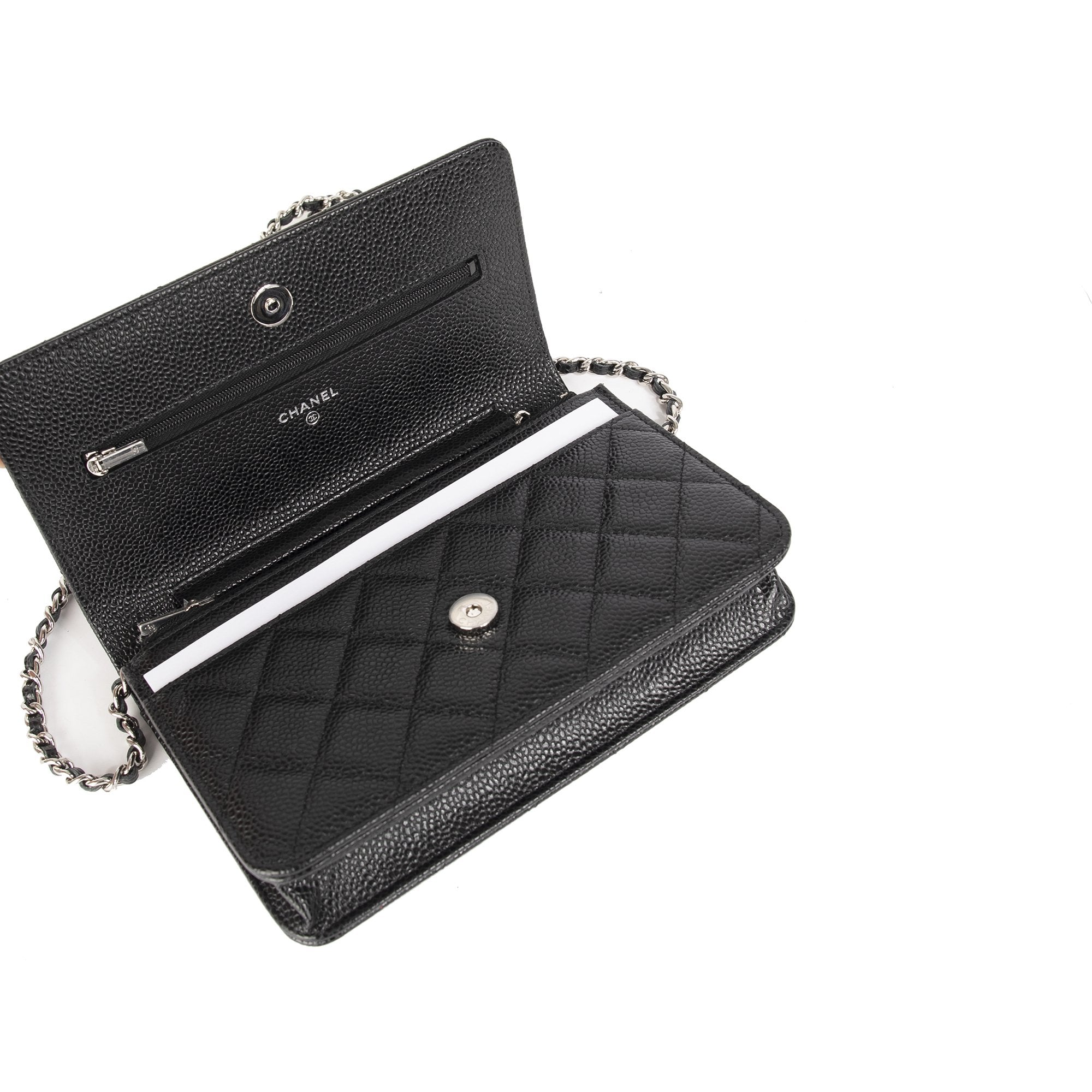 Chanel 2020 Black Caviar Classic Wallet on Chain w/ Receipt & Box