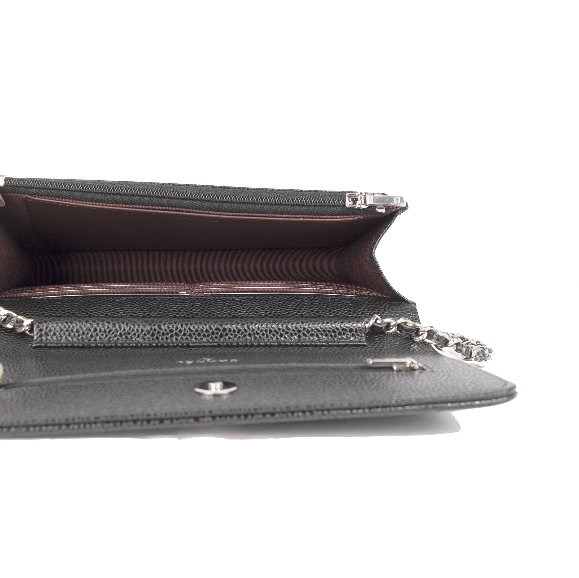 Chanel 2020 Black Caviar Classic Wallet on Chain w/ Receipt & Box