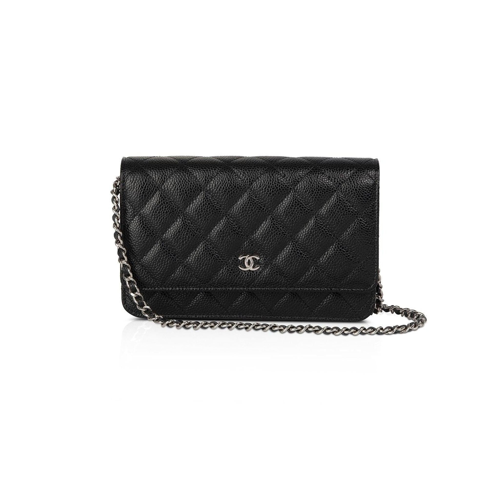 Chanel 2020 Black Caviar Classic Wallet on Chain w/ Receipt & Box