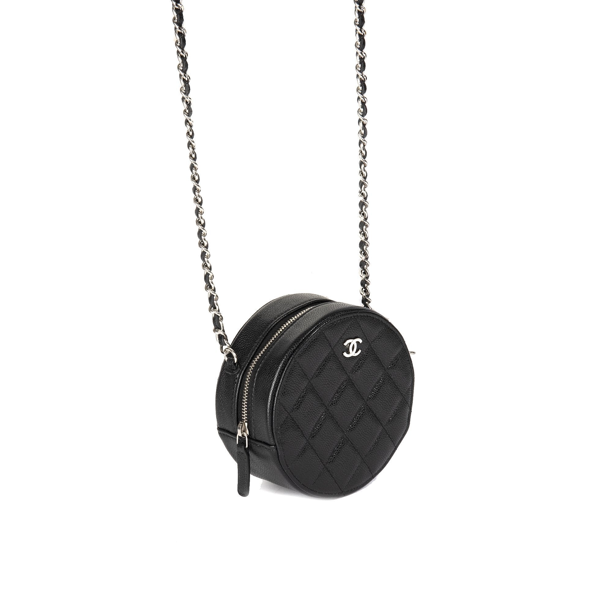 Chanel 2020 Black Caviar O-OT Clutch w/ Chain