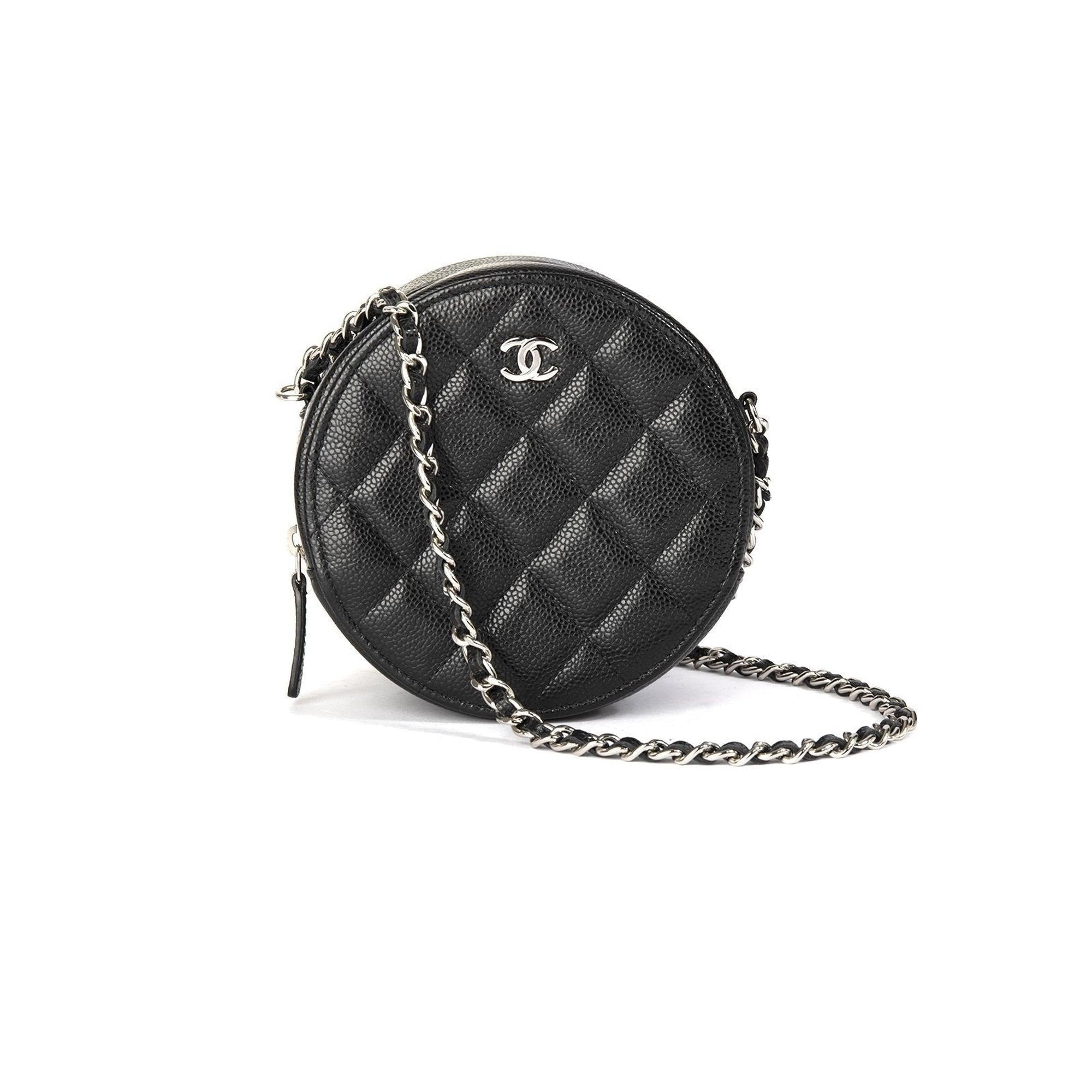 Chanel 2020 Black Caviar O-OT Clutch w/ Chain