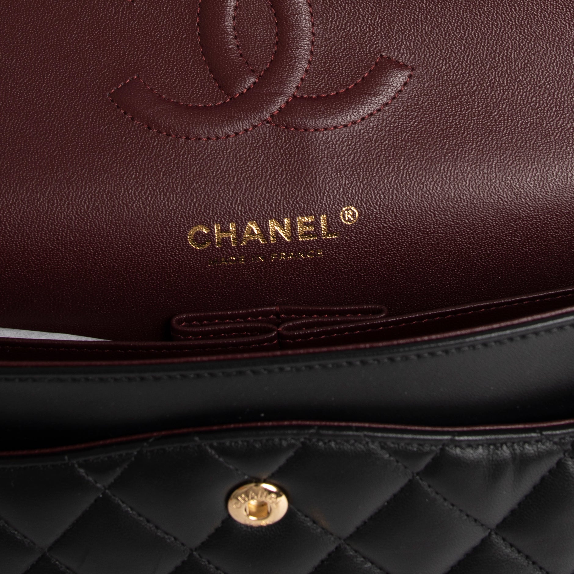 Chanel 2020 Black Lambskin Medium Classic Double Flap Bag