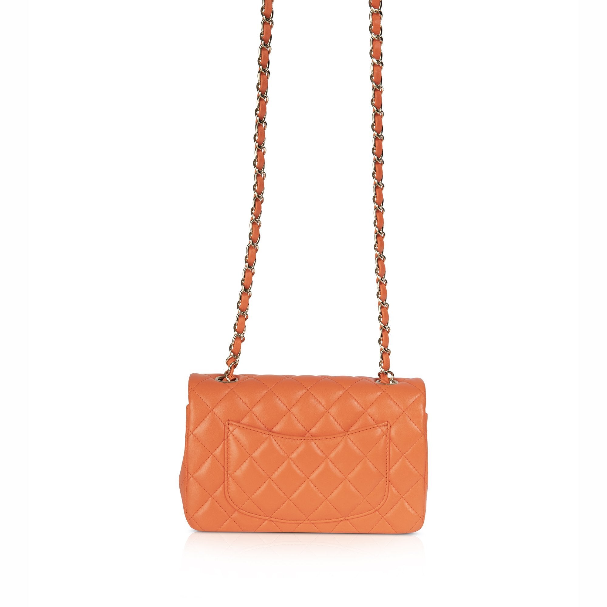 Chanel 2020 Orange Classic Mini Flap Bag w/ Authenticity Card & Box