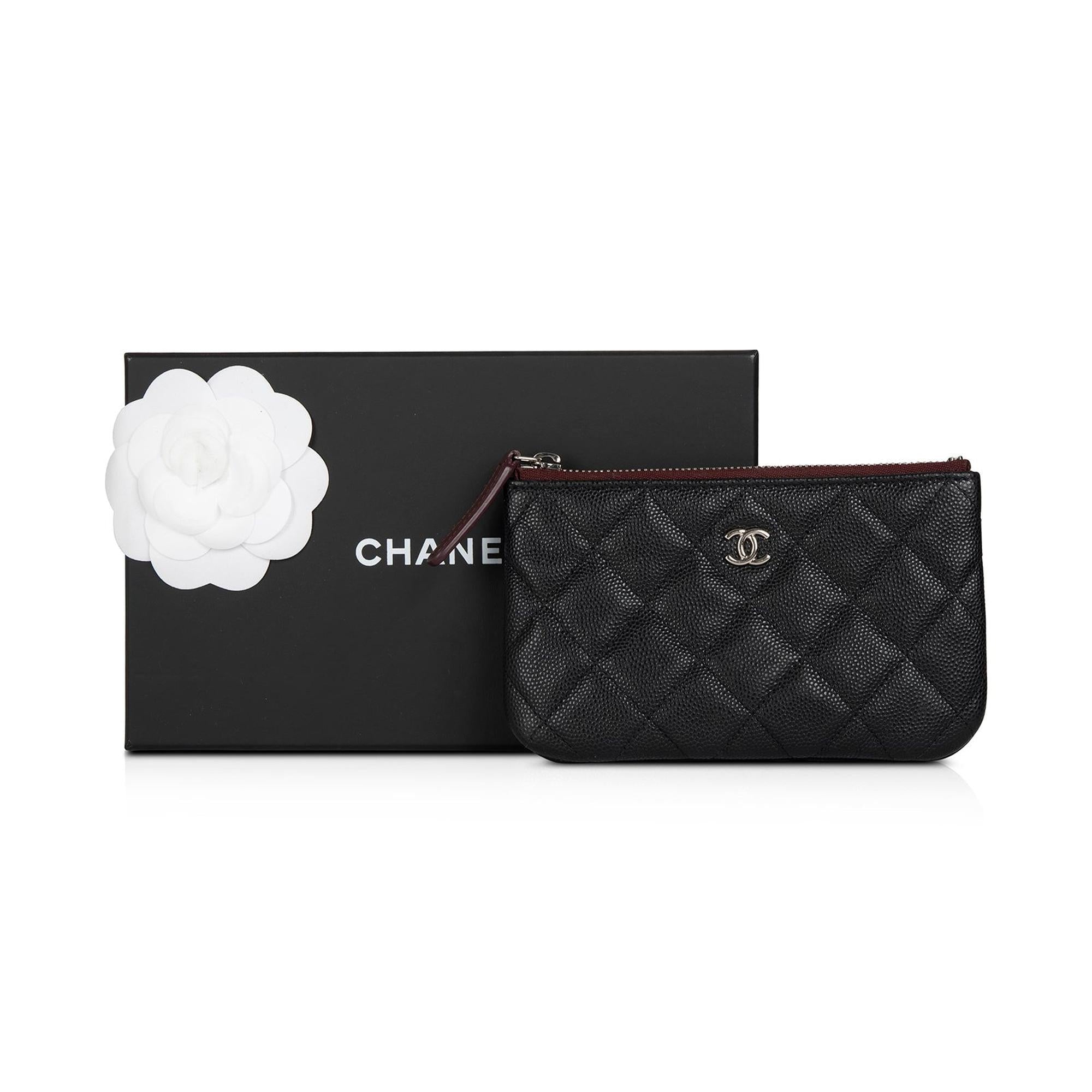 Chanel 2021 Black Caviar Classic Mini Zip Pouch w/ Box & Authenticity Card