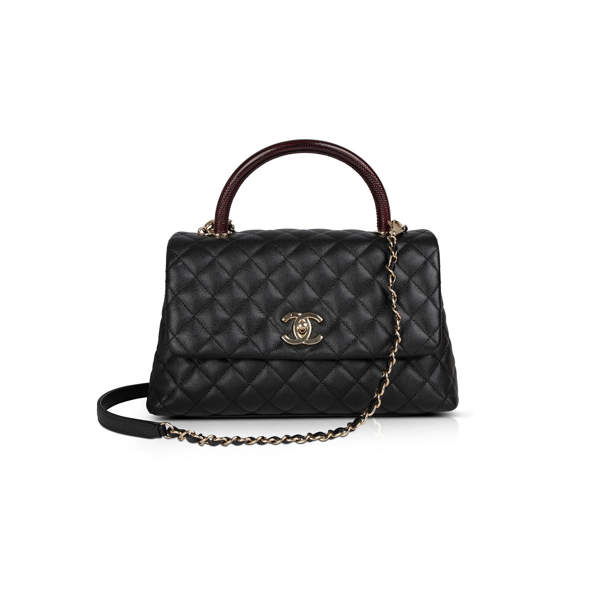 Chanel 2021 Medium Lizard-Trimmed Coco Handle Bag w/ Box, Receipt & Authenticity Card
