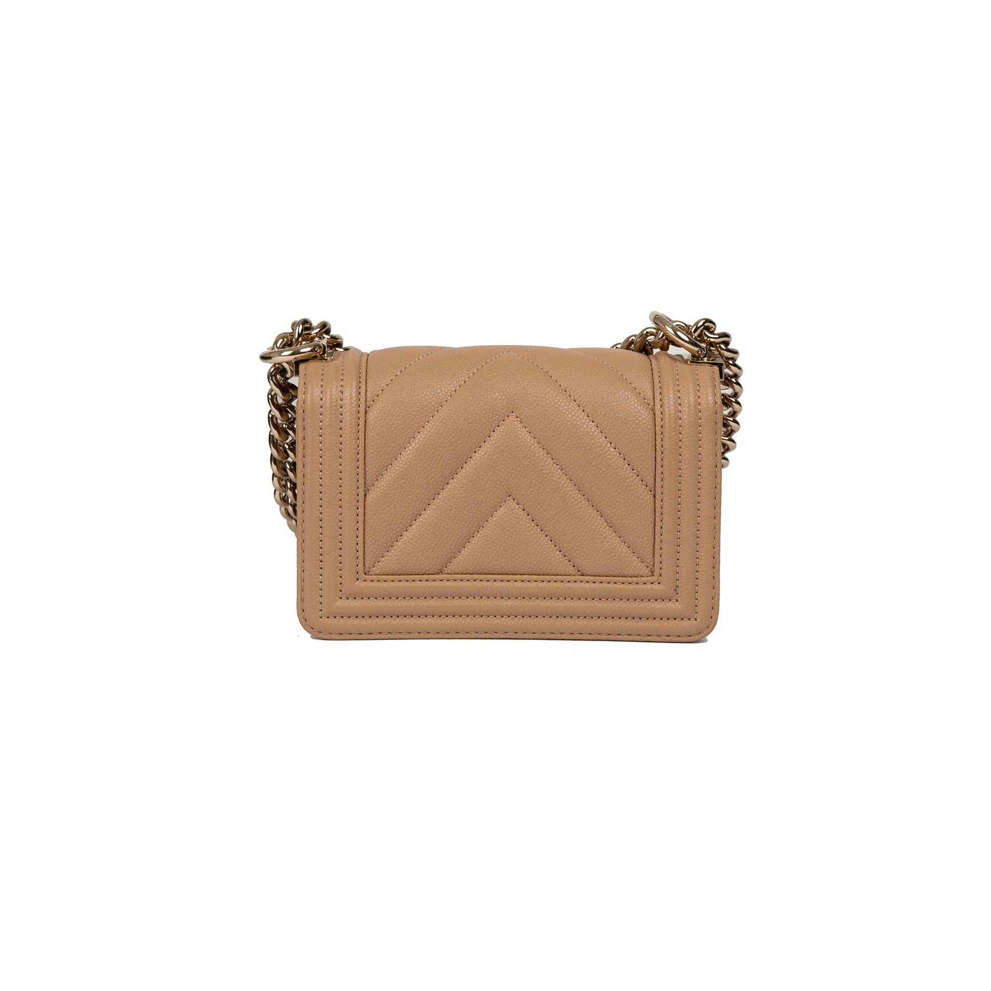 Chanel 2022 Beige Caviar Mini Boy Bag w/ Box, Receipt & Authenticity Card