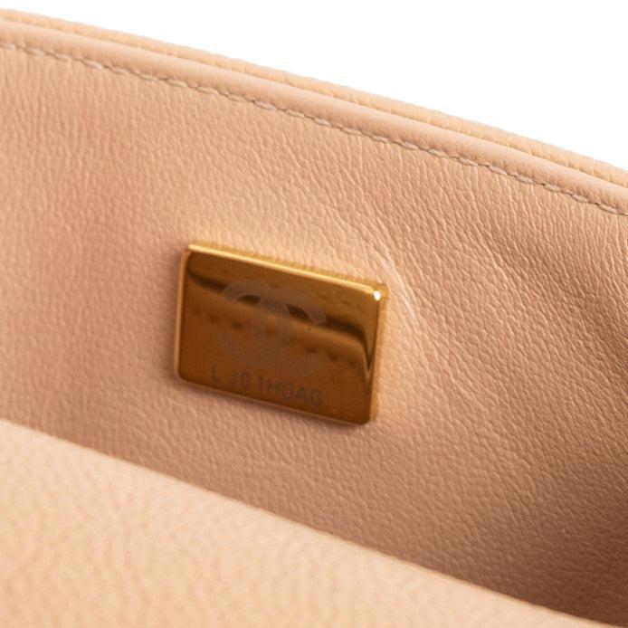 Chanel 2022 Beige Caviar Mini Boy Bag w/ Box, Receipt & Authenticity Card