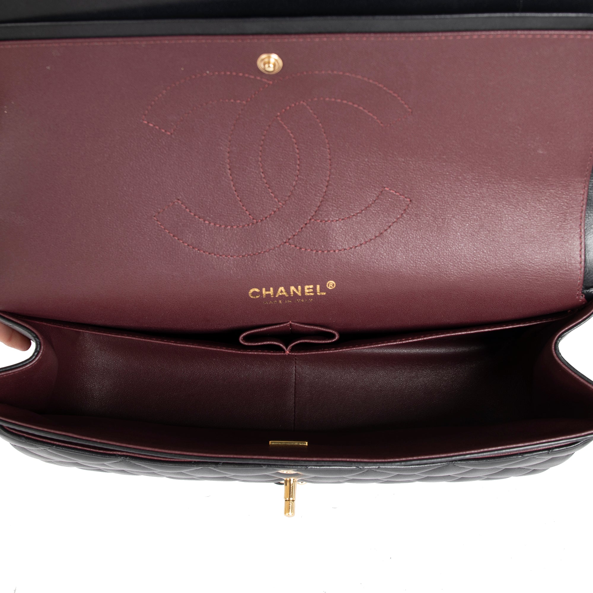 Chanel 2022 Black Lambskin Classic Jumbo Double Flap Bag w/ Box