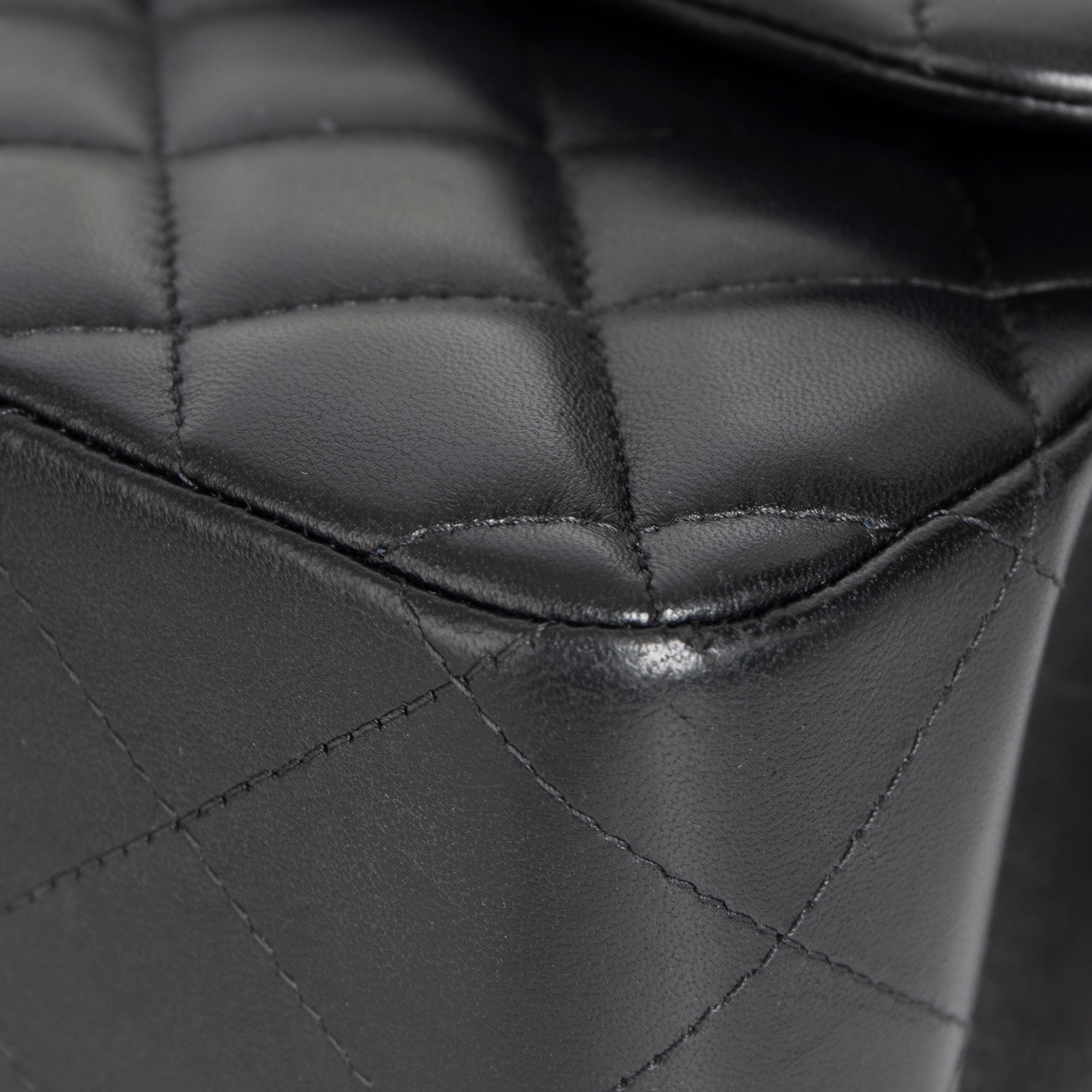 Chanel 2022 Black Lambskin Classic Jumbo Double Flap Bag w/ Box