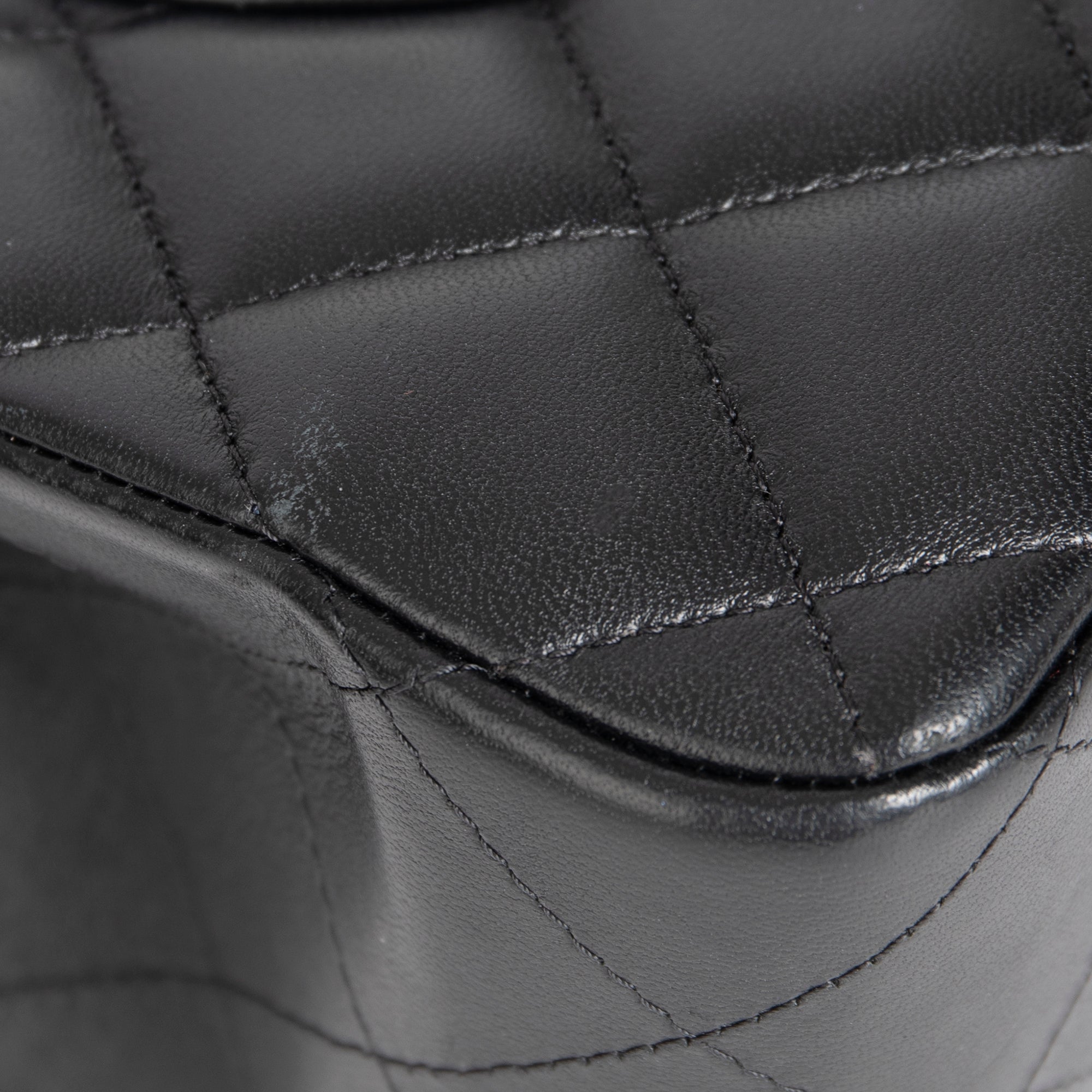 Chanel 2022 Black Lambskin Classic Jumbo Double Flap Bag w/ Box