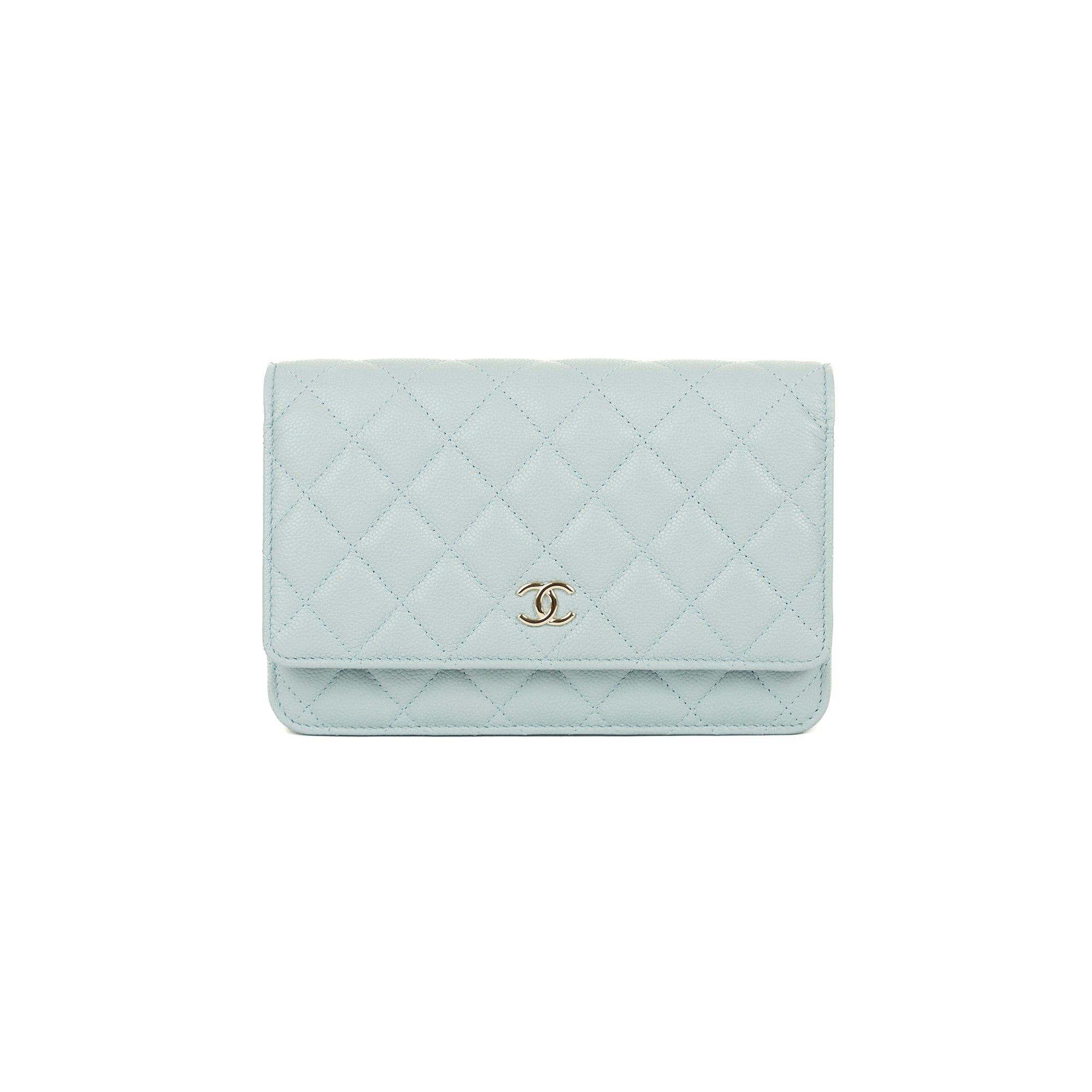 Chanel 2022 Blue Caviar Tiny CC Wallet on Chain w/ Box