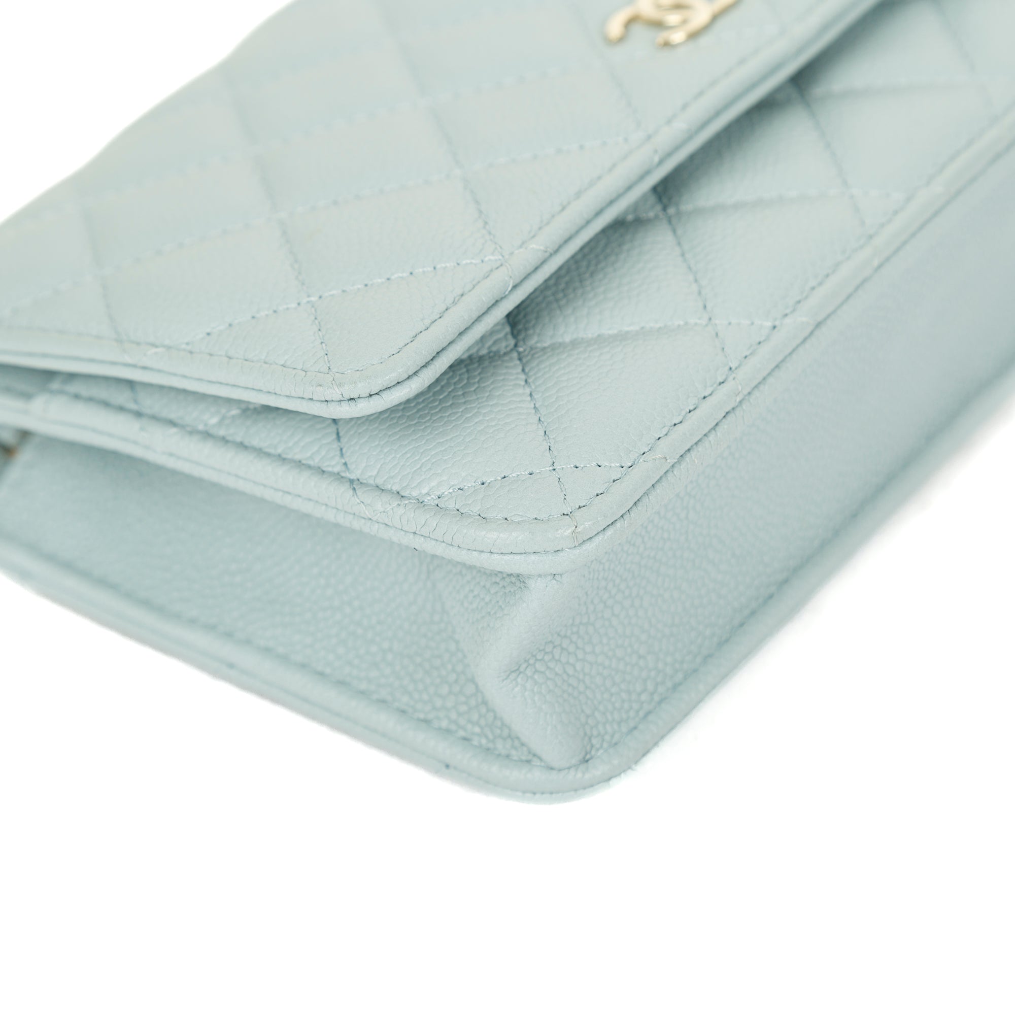 Chanel 2022 Blue Caviar Tiny CC Wallet on Chain w/ Box