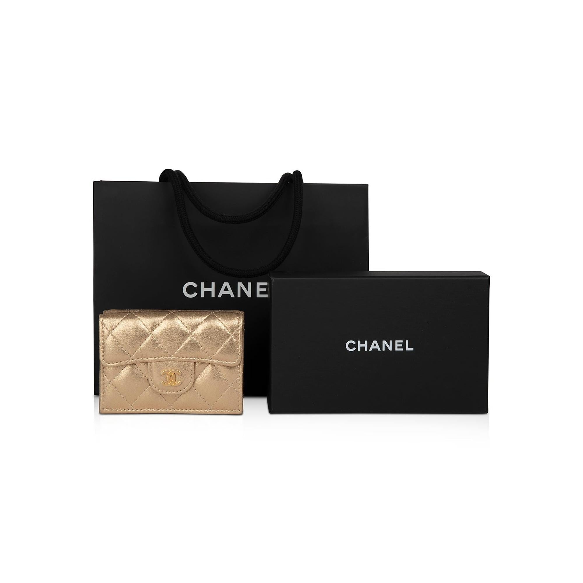 Chanel 2022 Classic CC Logo Compact Wallet w/ Box, Receipt & Authenticity Card