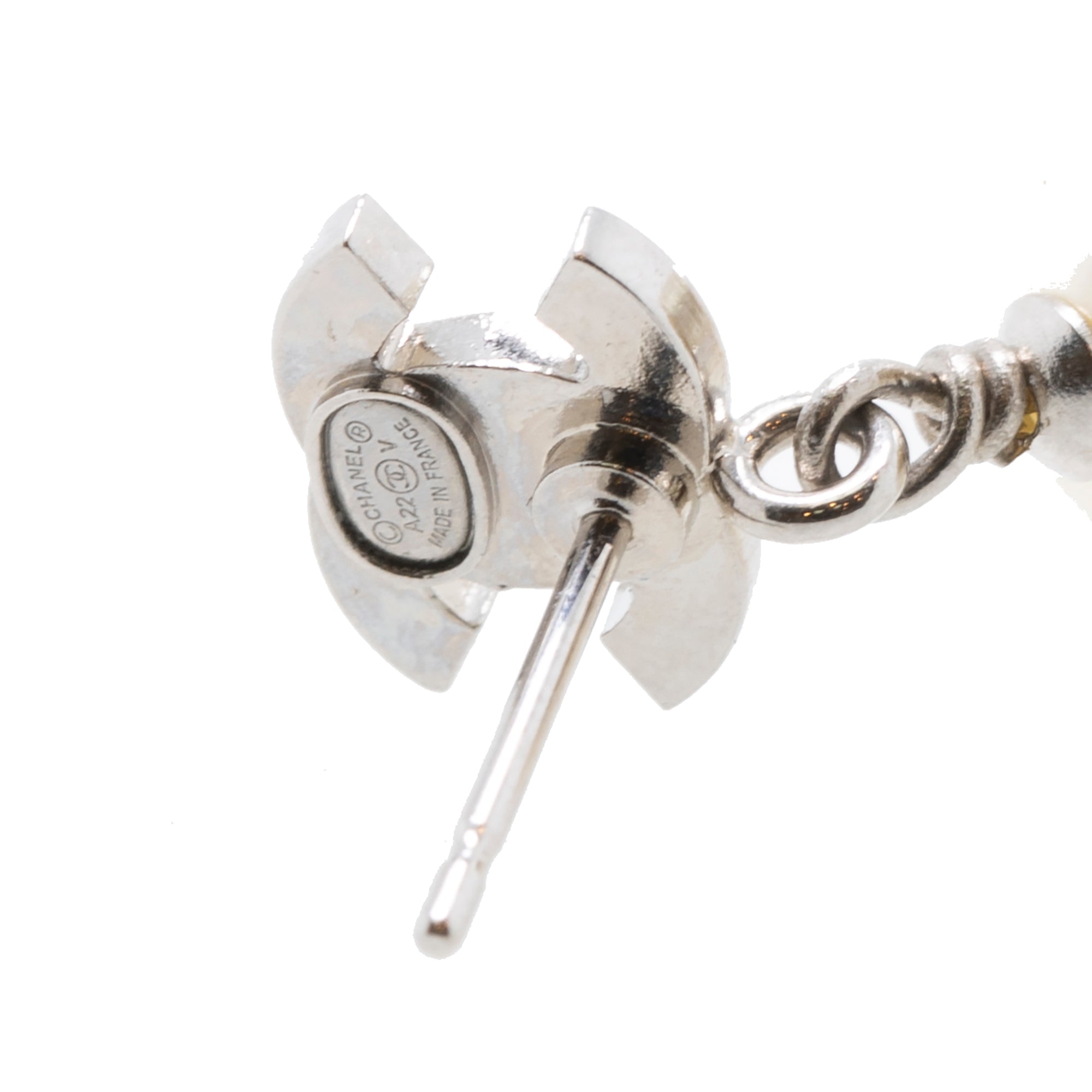 Chanel 2022 Faux Pearl & Strass CC Drop Earrings w/ Box