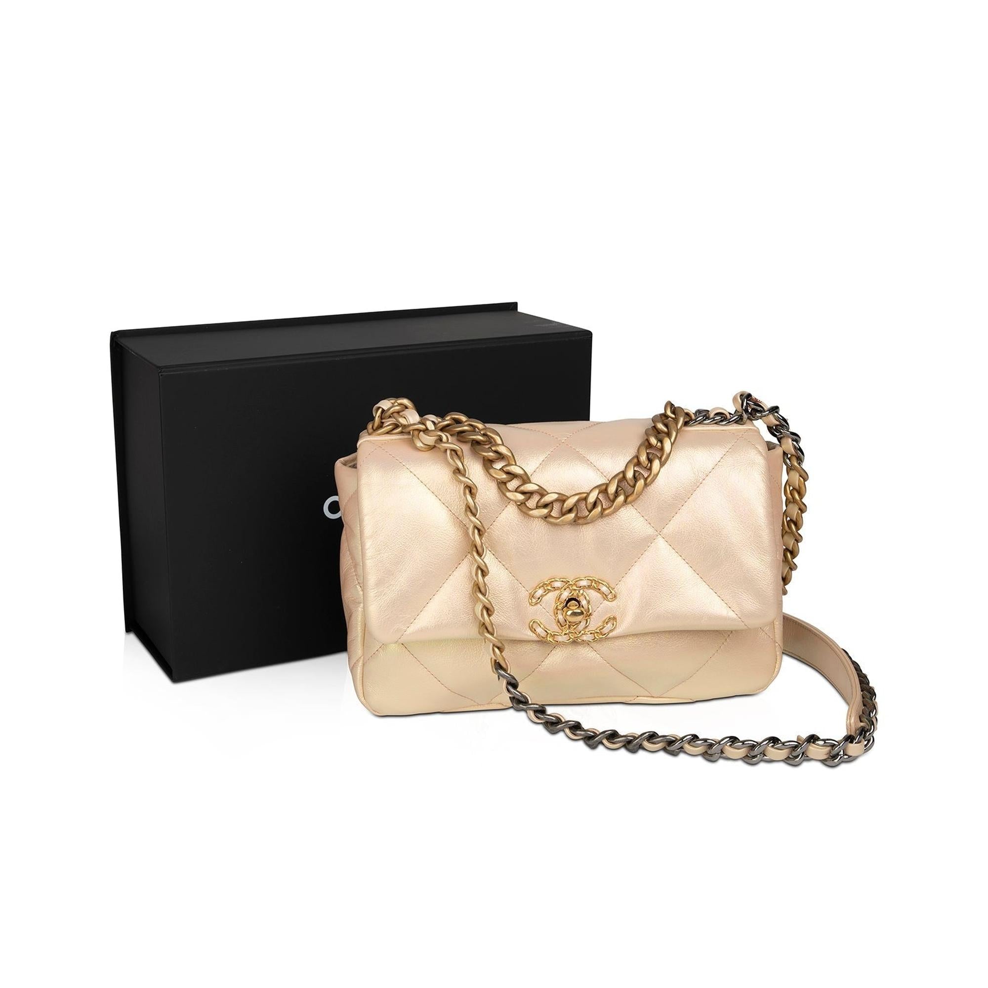 Chanel 2022 Rose Iridescent Medium 19 Flap Bag w/ Box & Receipt