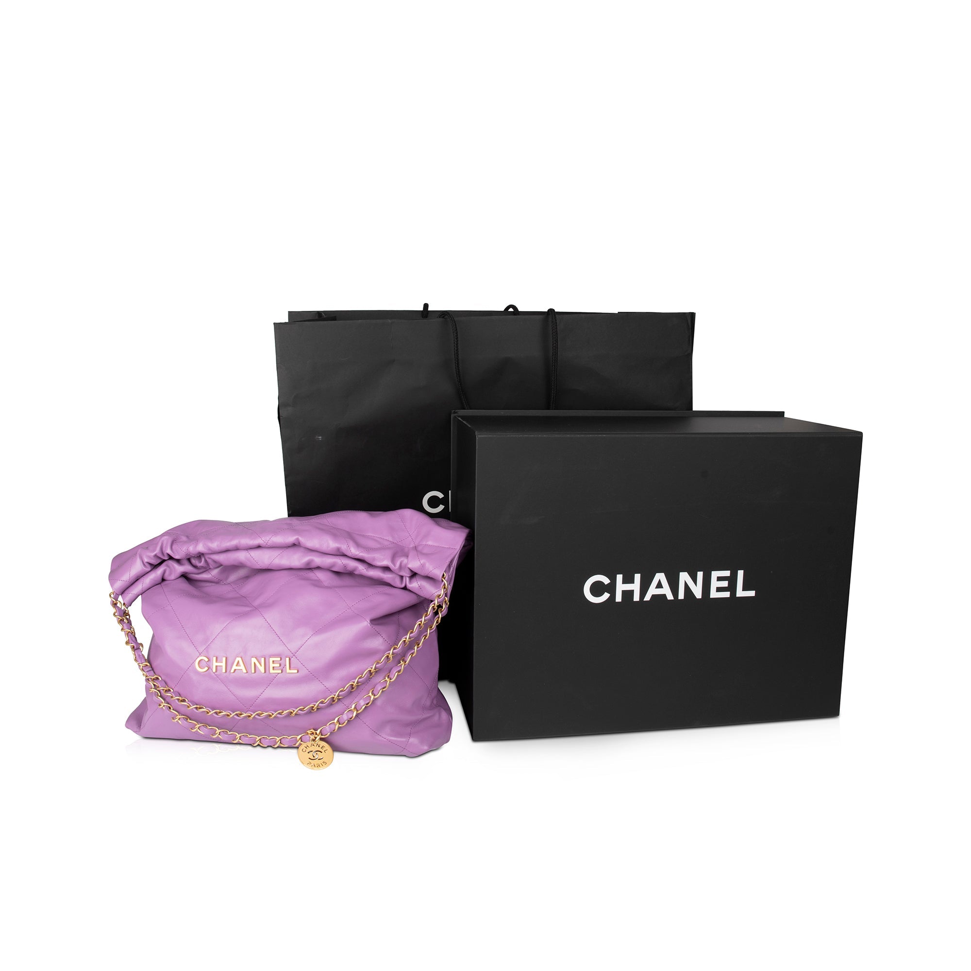 Chanel 2022 Shiny Calfskin 22 Hobo w/ Box & Receipt