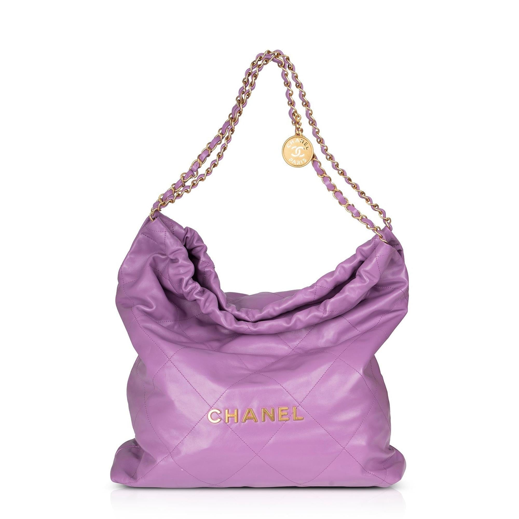 Chanel 2022 Shiny Calfskin 22 Hobo w/ Box & Receipt