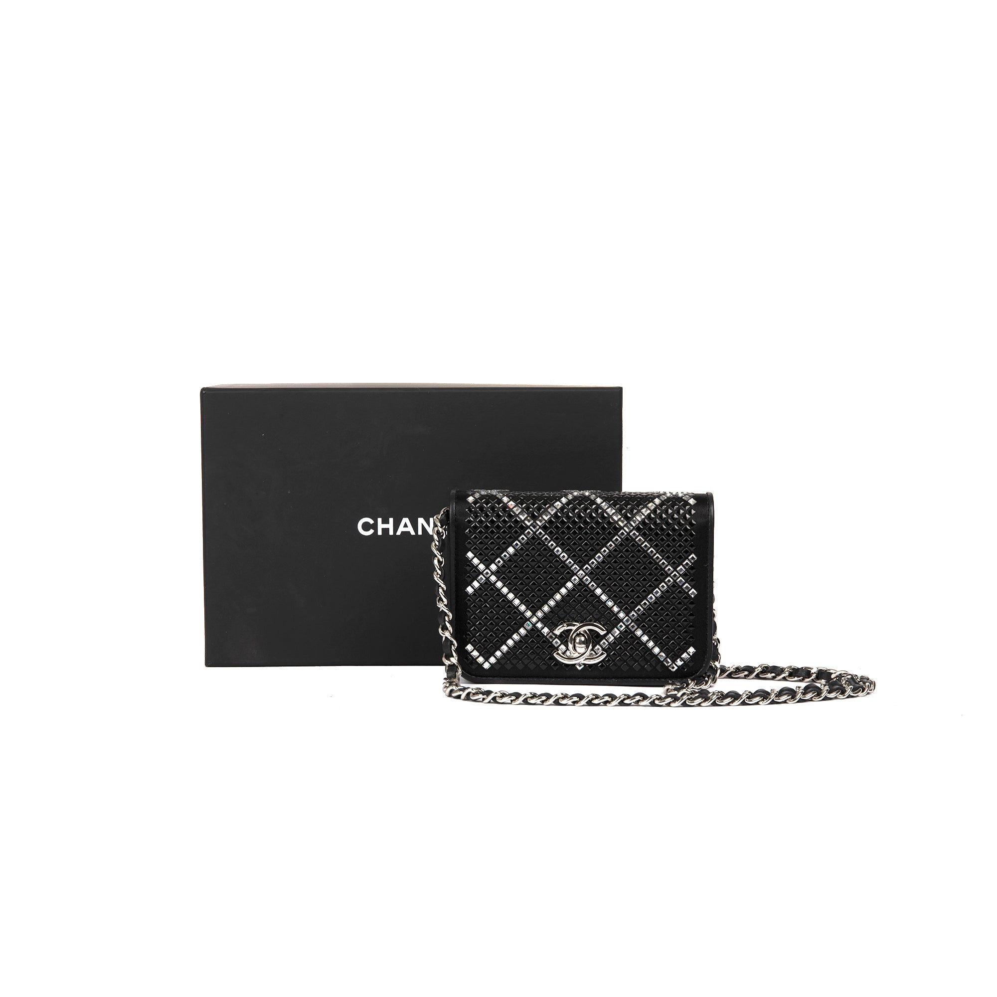 Chanel 2022 Strass Card Holder on Chain w/ Box