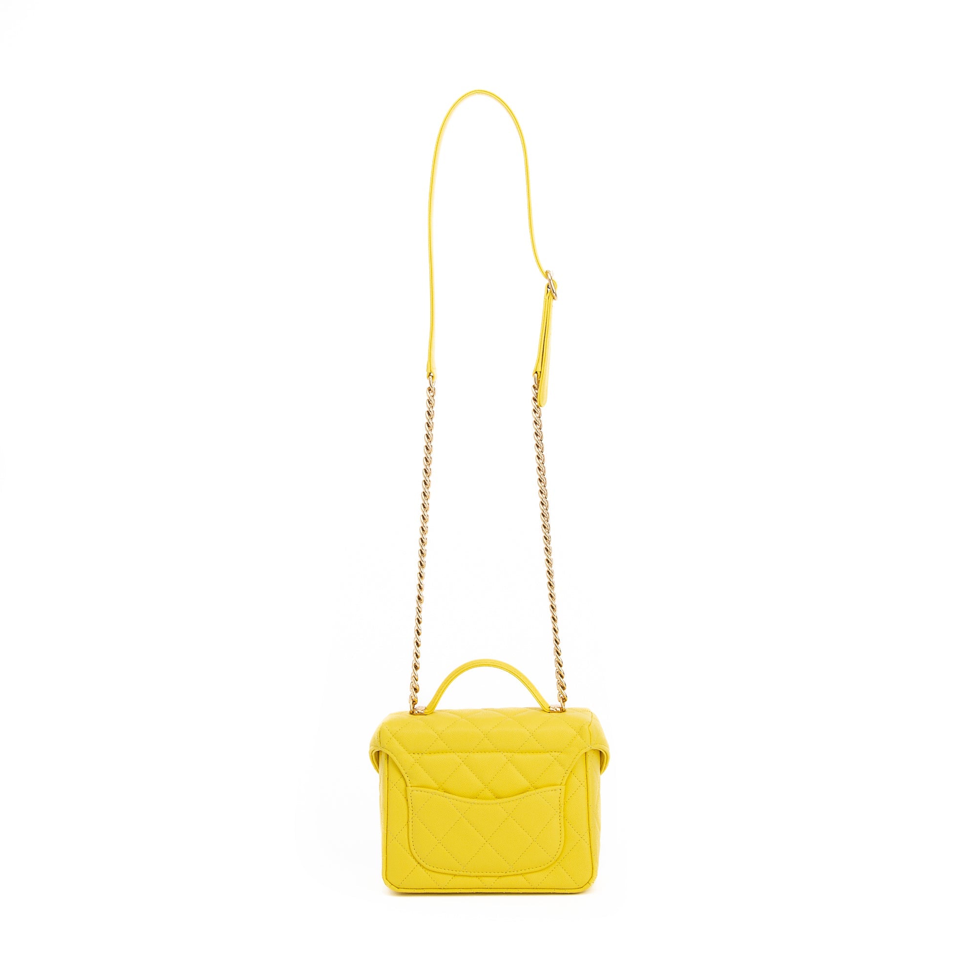 Chanel 2022 Yellow Caviar Leather Small Vanity Case