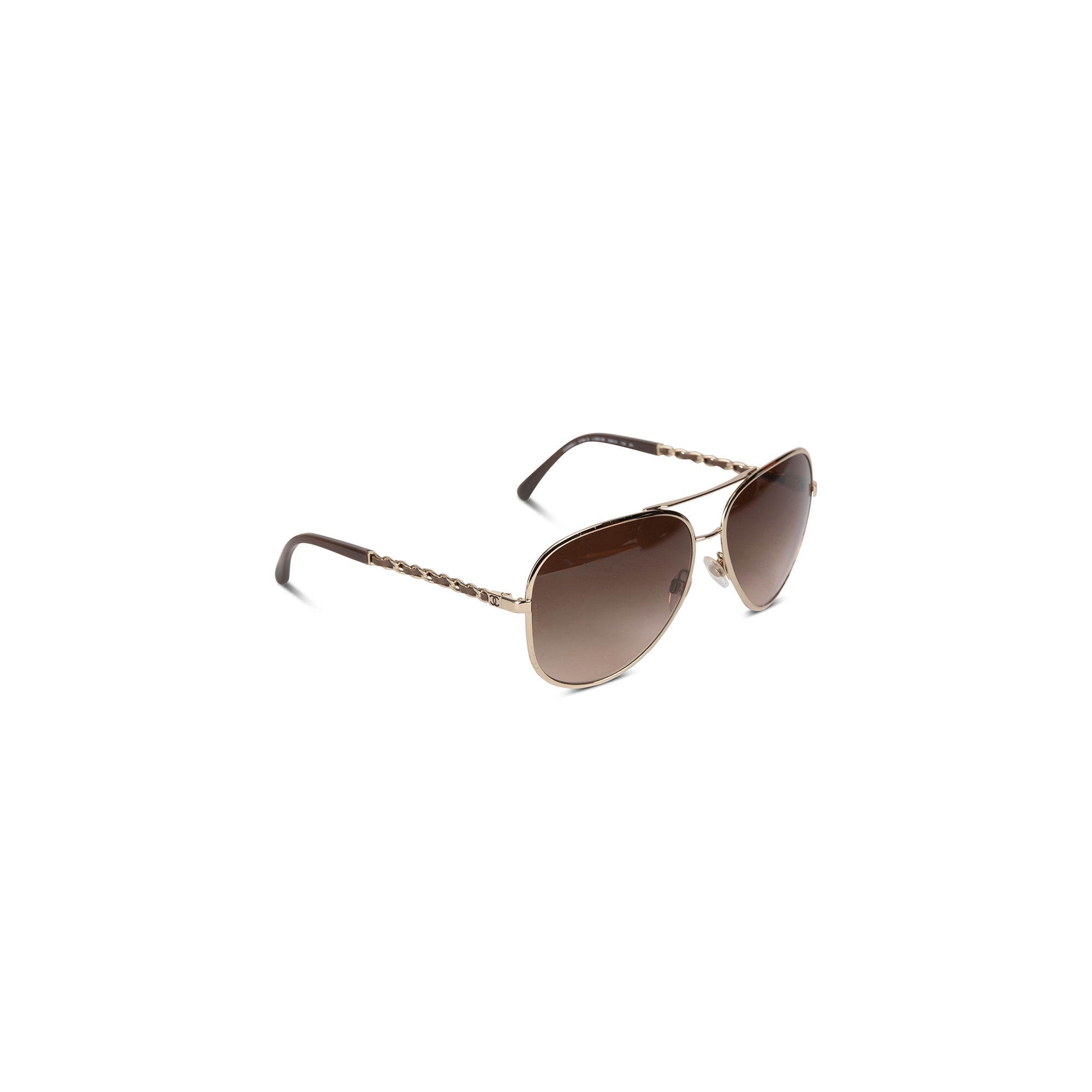 Chanel 4194-Q Chain-Link Aviator Sunglasses w/ Case