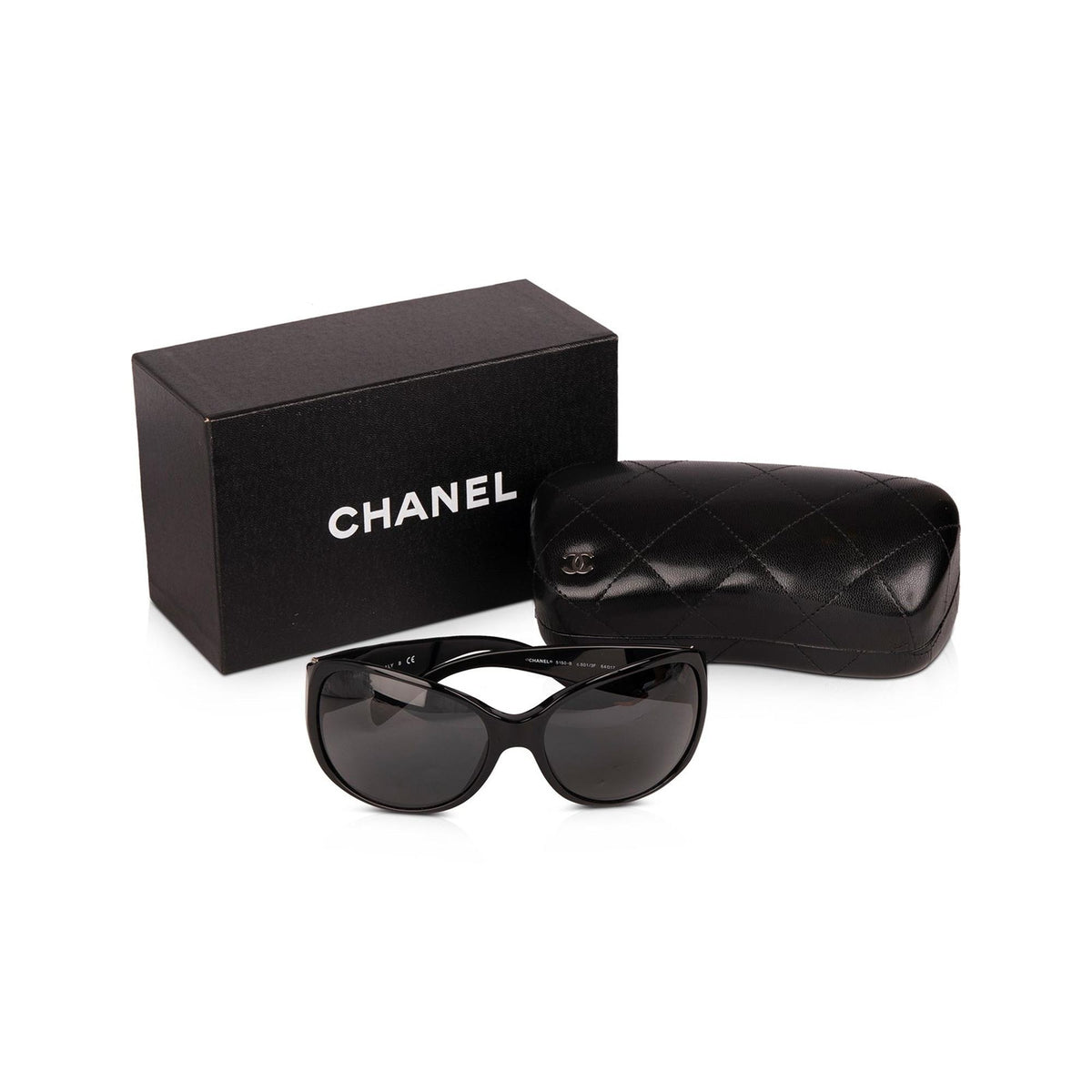 Chanel Crystal CC logo black glasses with case Chanel Metal Crystal CC Logo Sunglasses 71707 Black Gold  main image 4