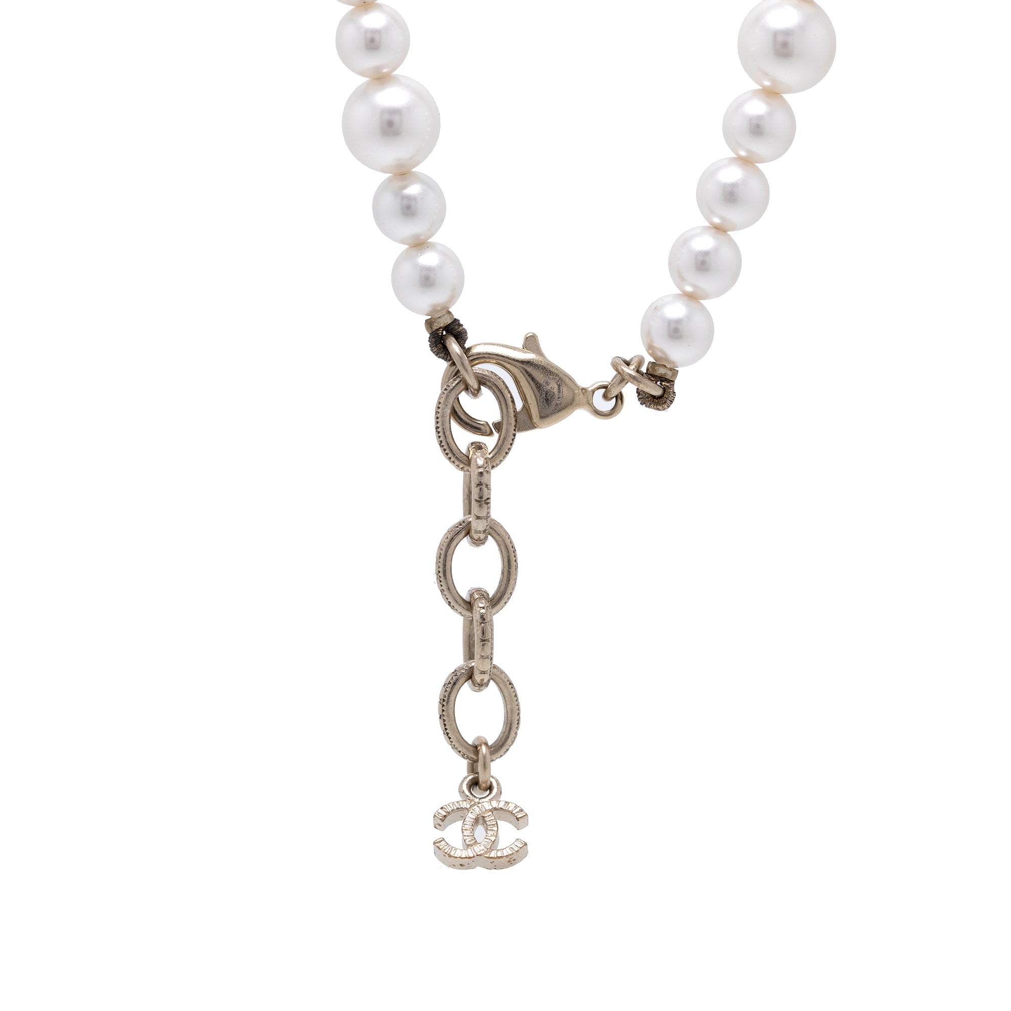 Chanel Aquamarine & Quartz Bead, Faux Pearl & CC Station Necklace w/ Box