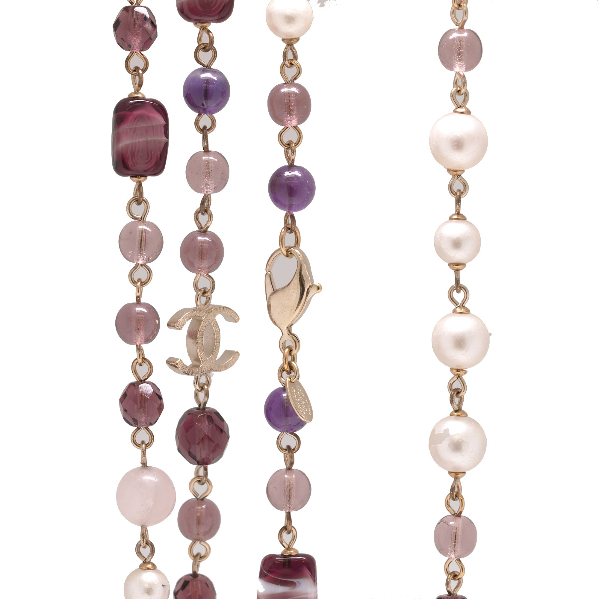 Chanel Bead & Faux Pearl CC Station Necklace