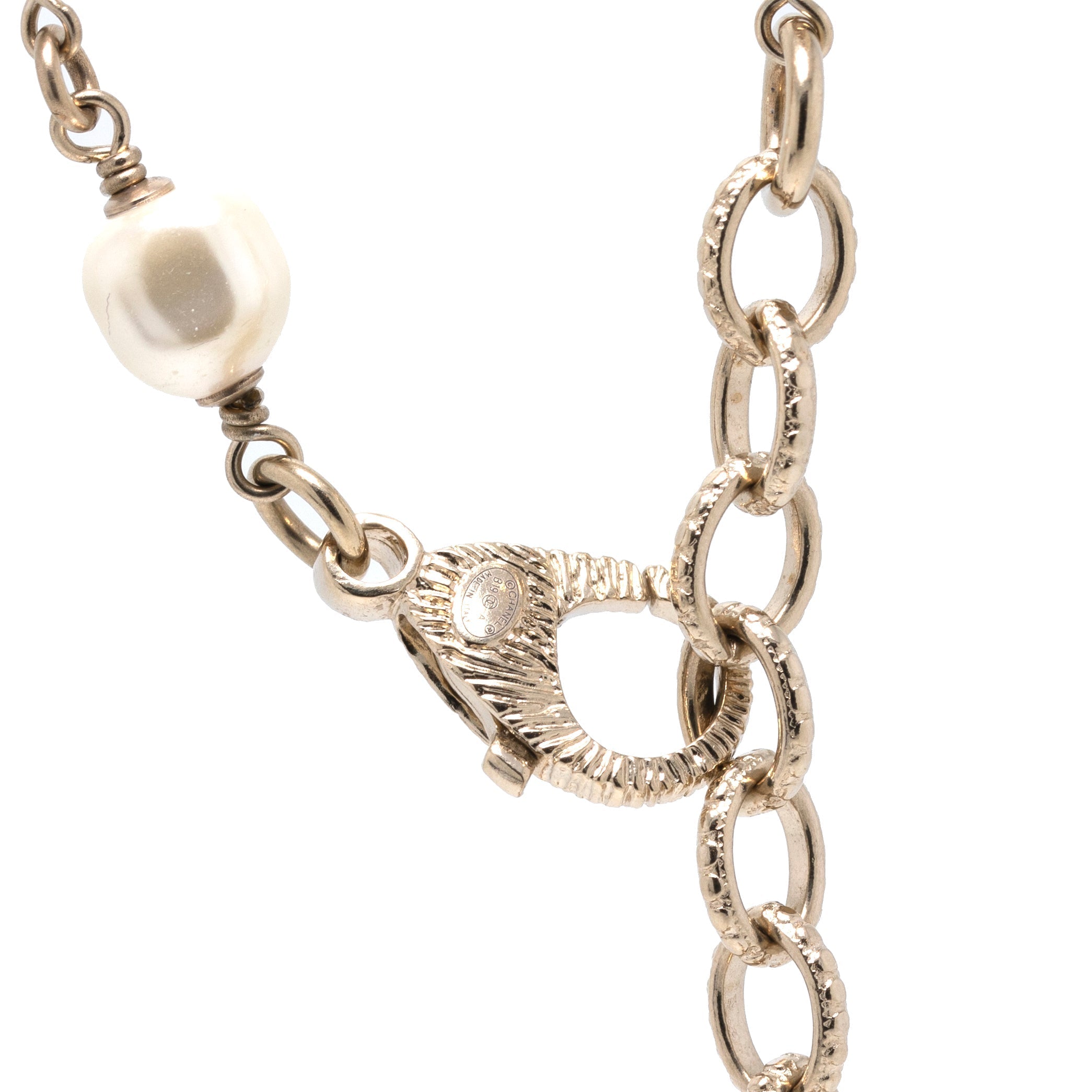Chanel Bead, Faux Pearl & Strass CC Station Necklace w/ Box