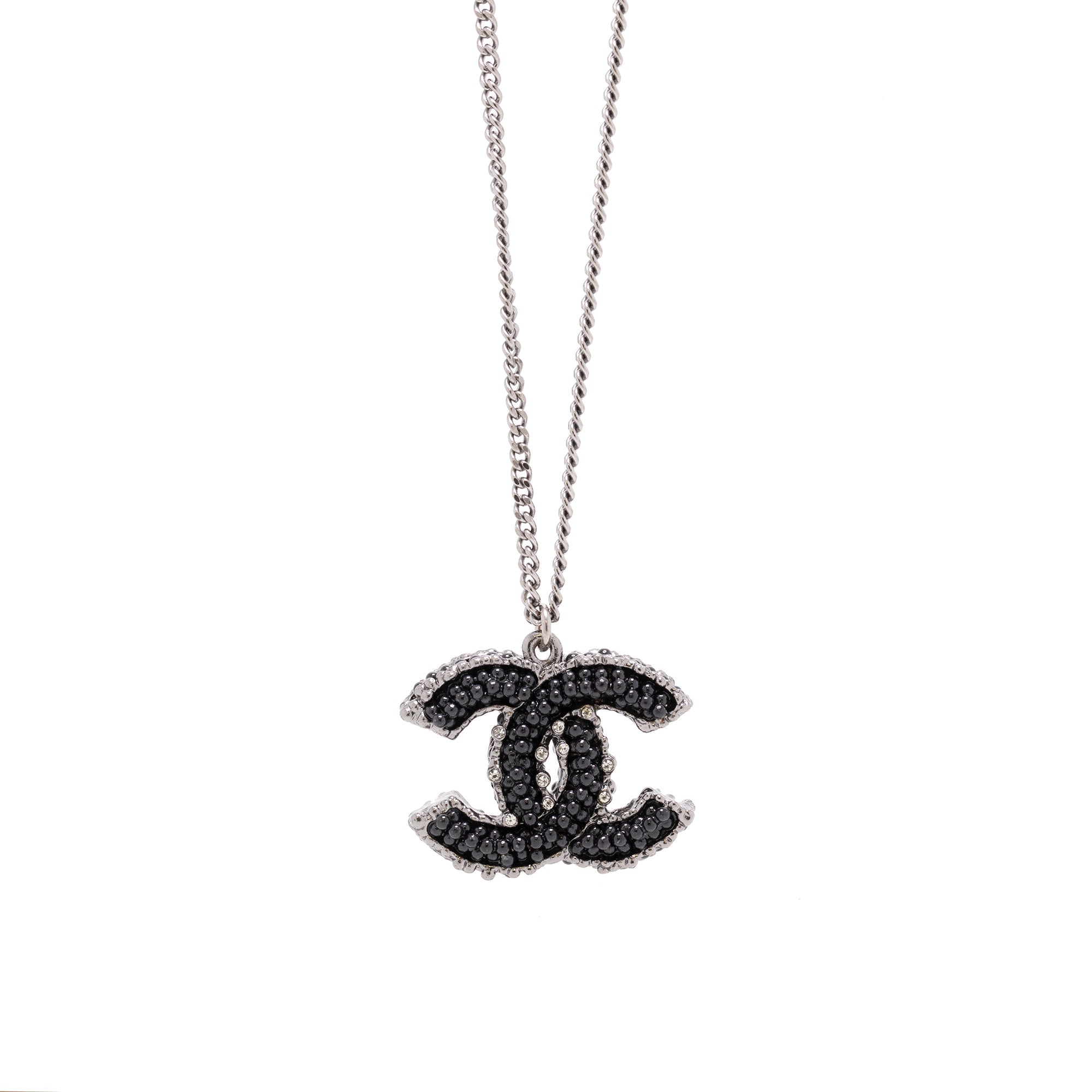 Chanel Black CC Pendant Necklace w/ Box