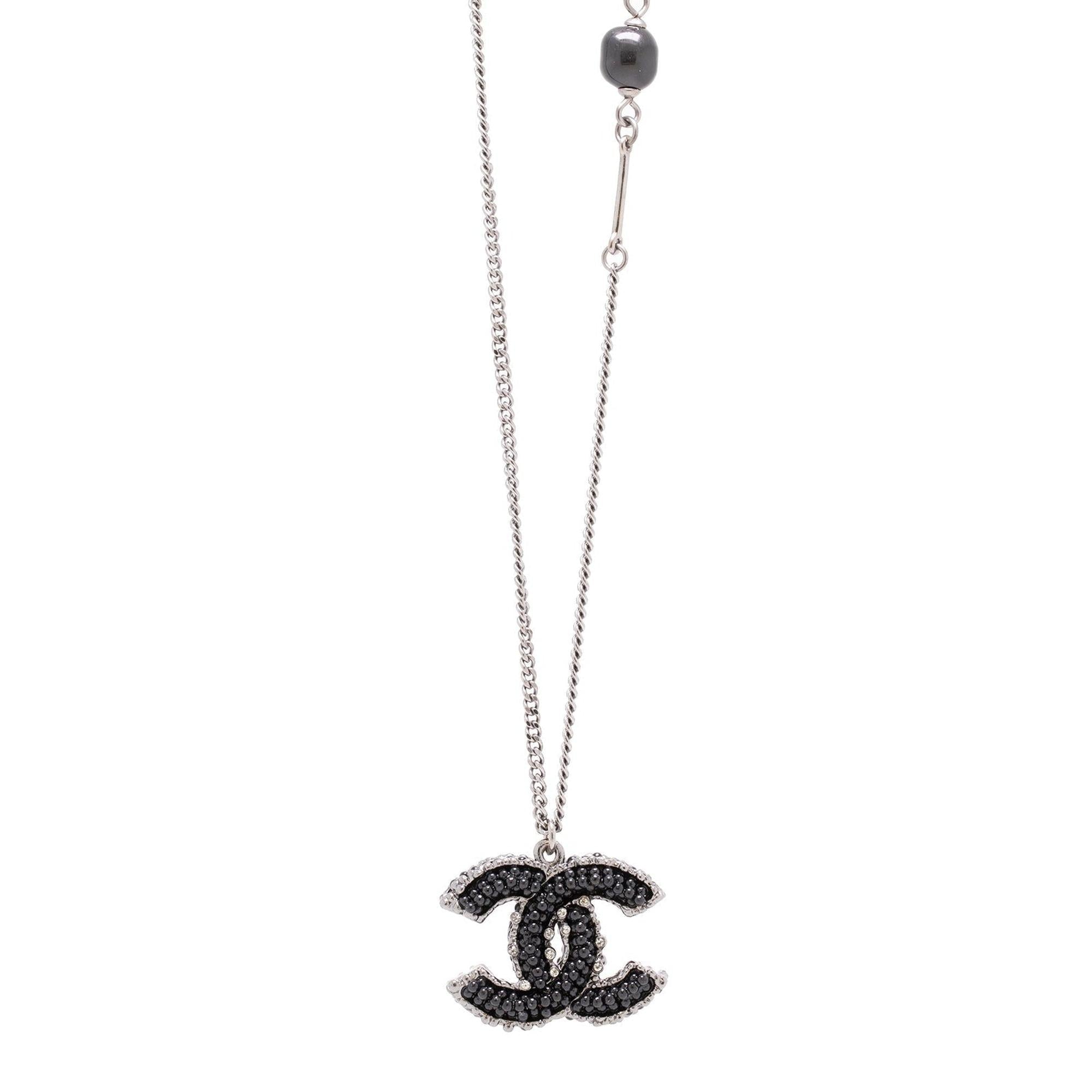 Chanel Black CC Pendant Necklace w/ Box