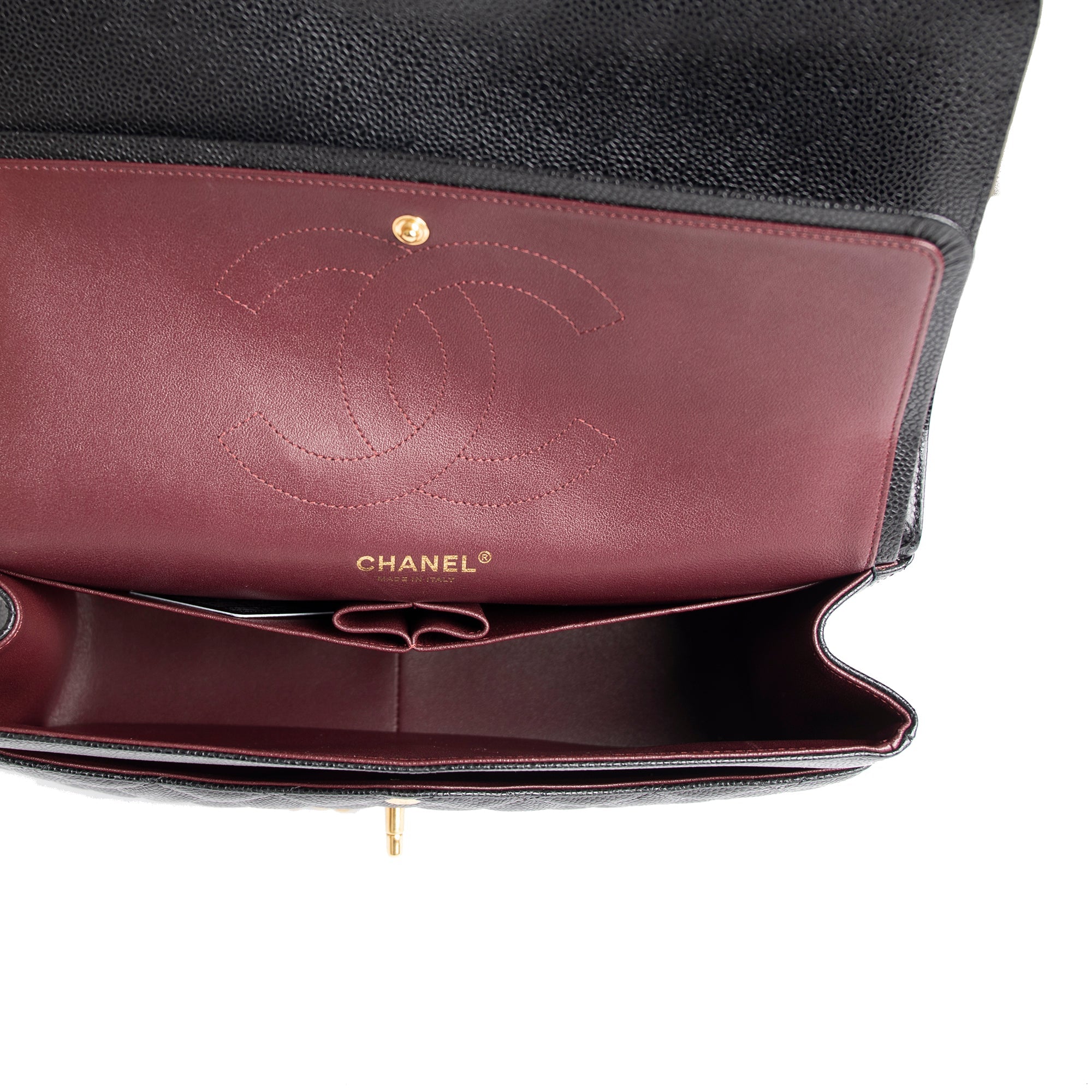 Chanel Black Caviar Classic Jumbo Double Flap Bag w/ Authenticity Card