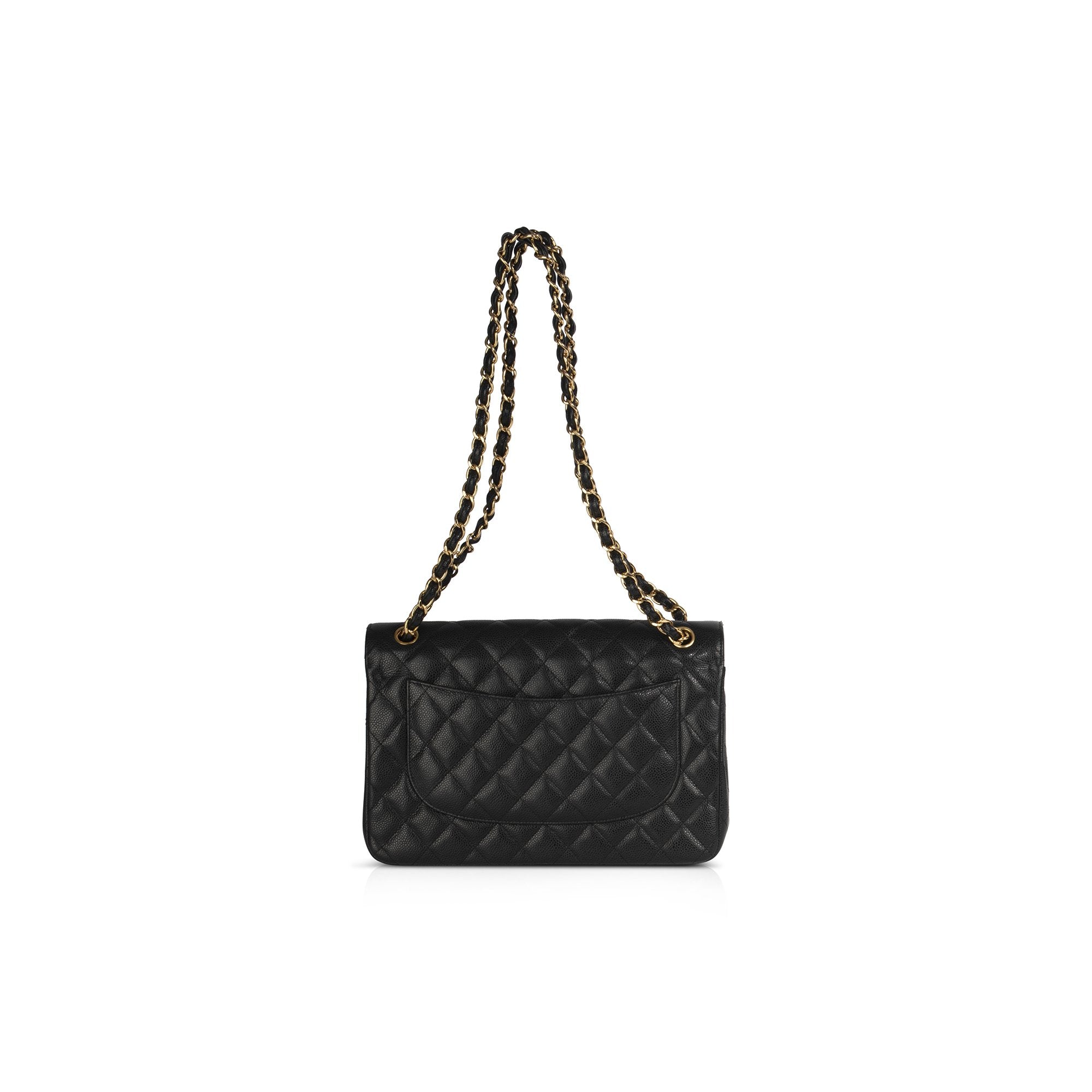Chanel Black Caviar Classic Jumbo Double Flap Bag w/ Authenticity Card & Box